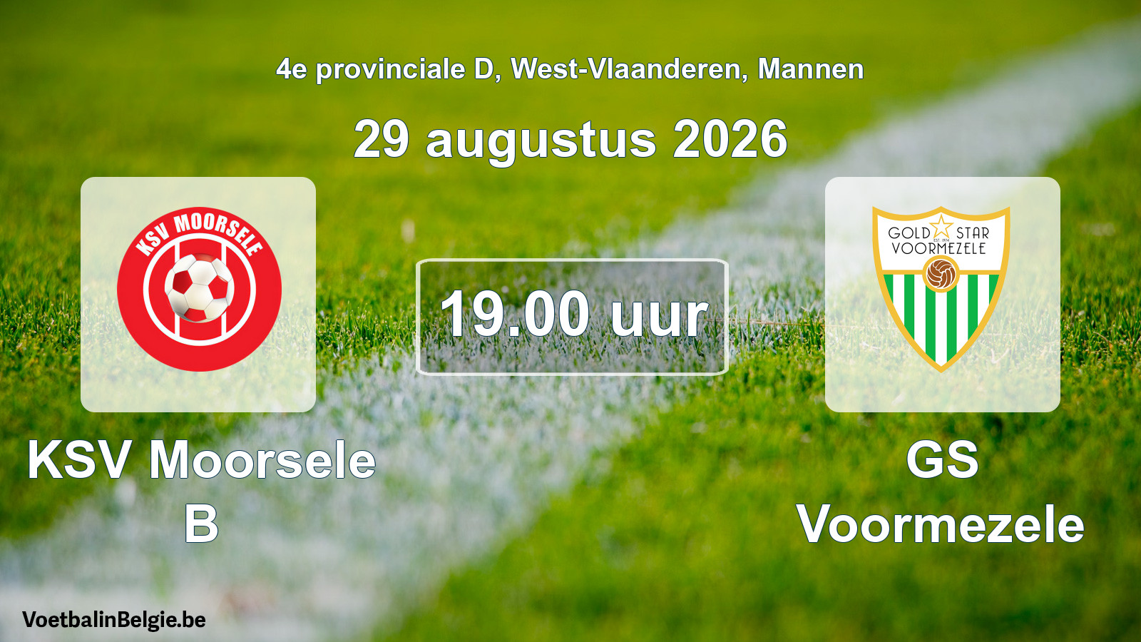 Geplande wedstrijd mannenvoetbal: KSV Moorsele B - GS Voormezele (29 augustus 2026)