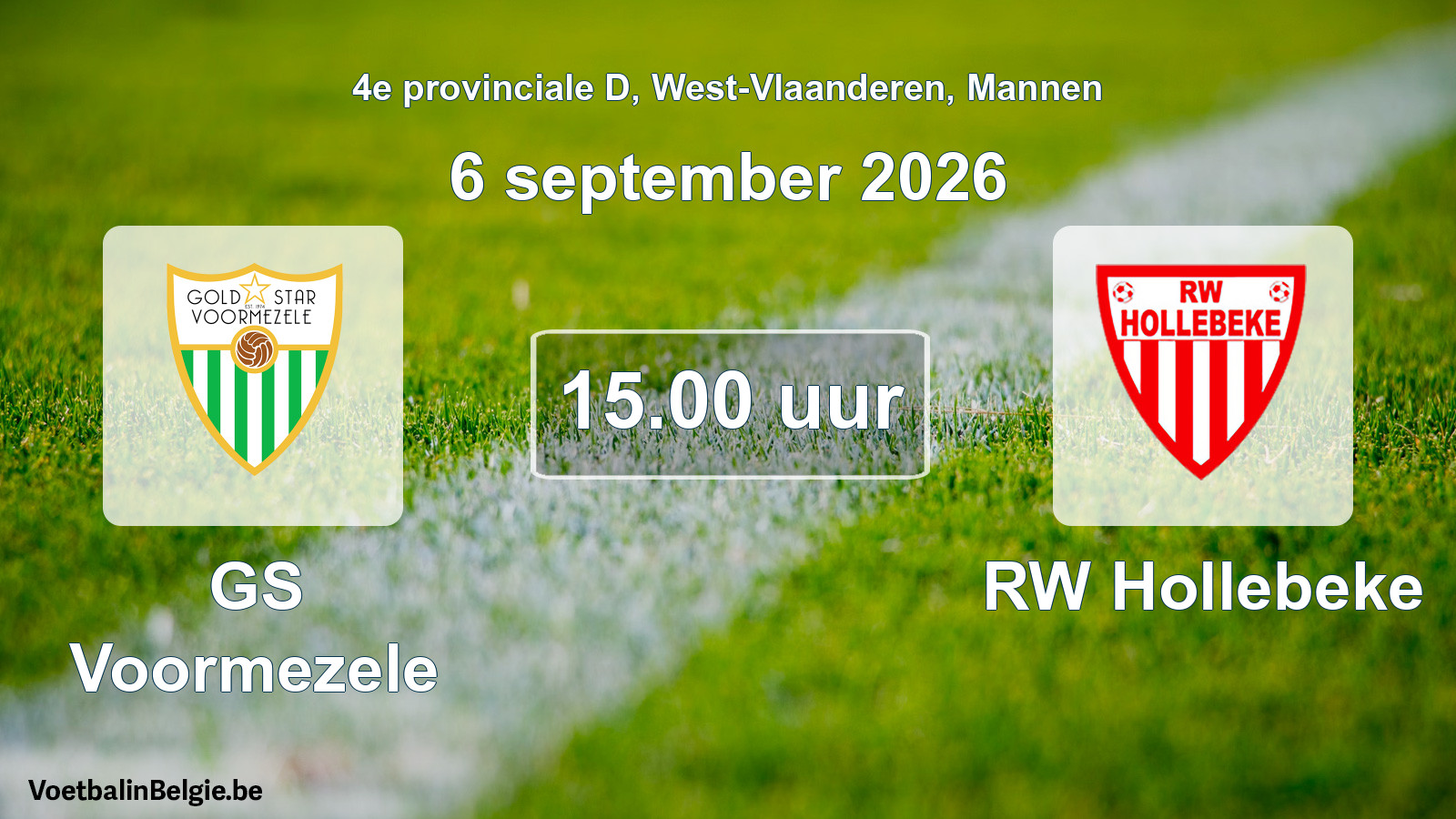 Geplande wedstrijd mannenvoetbal: GS Voormezele - RW Hollebeke (6 september 2026)