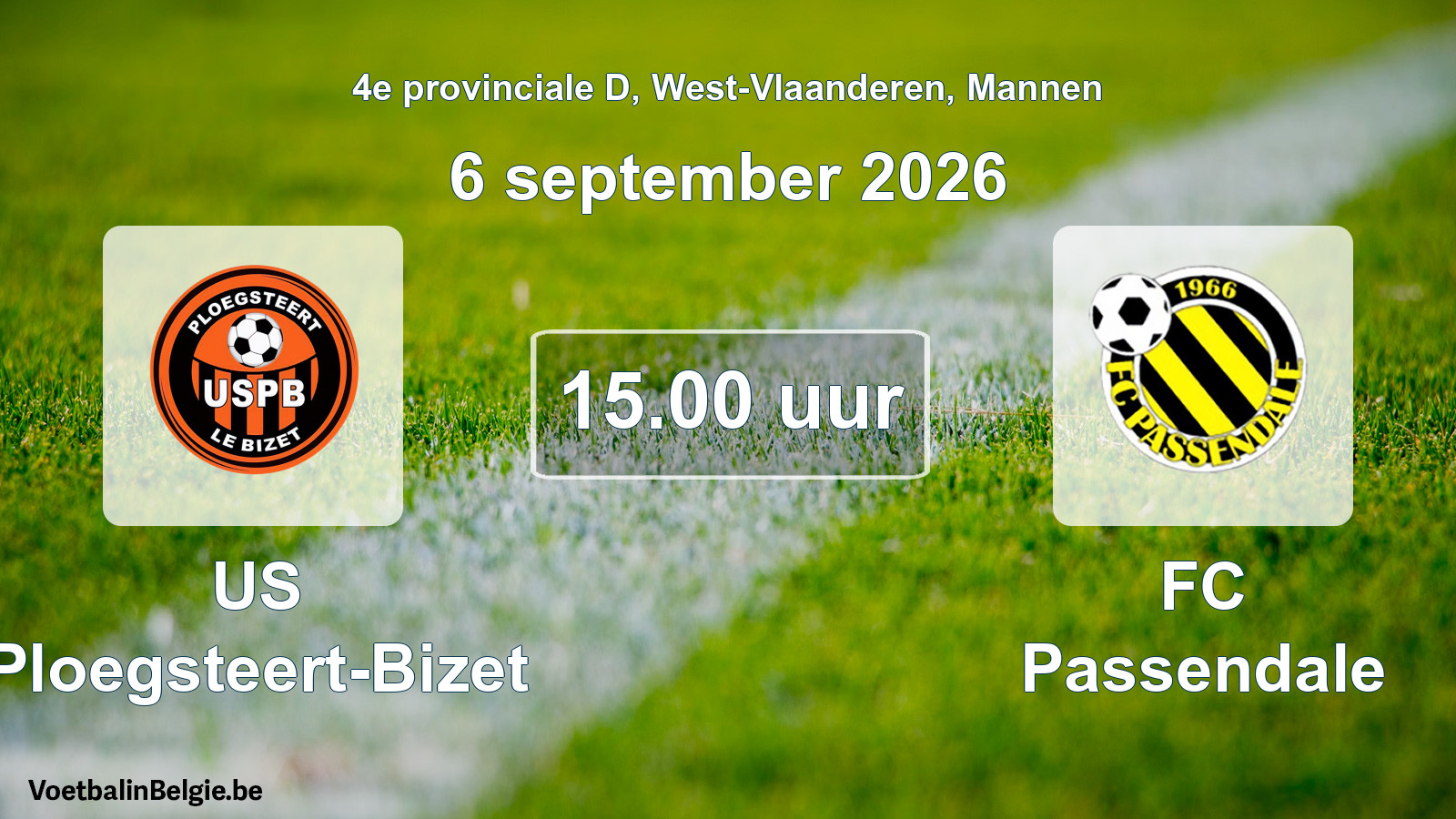 Geplande wedstrijd mannenvoetbal: US Ploegsteert-Bizet - FC Passendale (6 september 2026)
