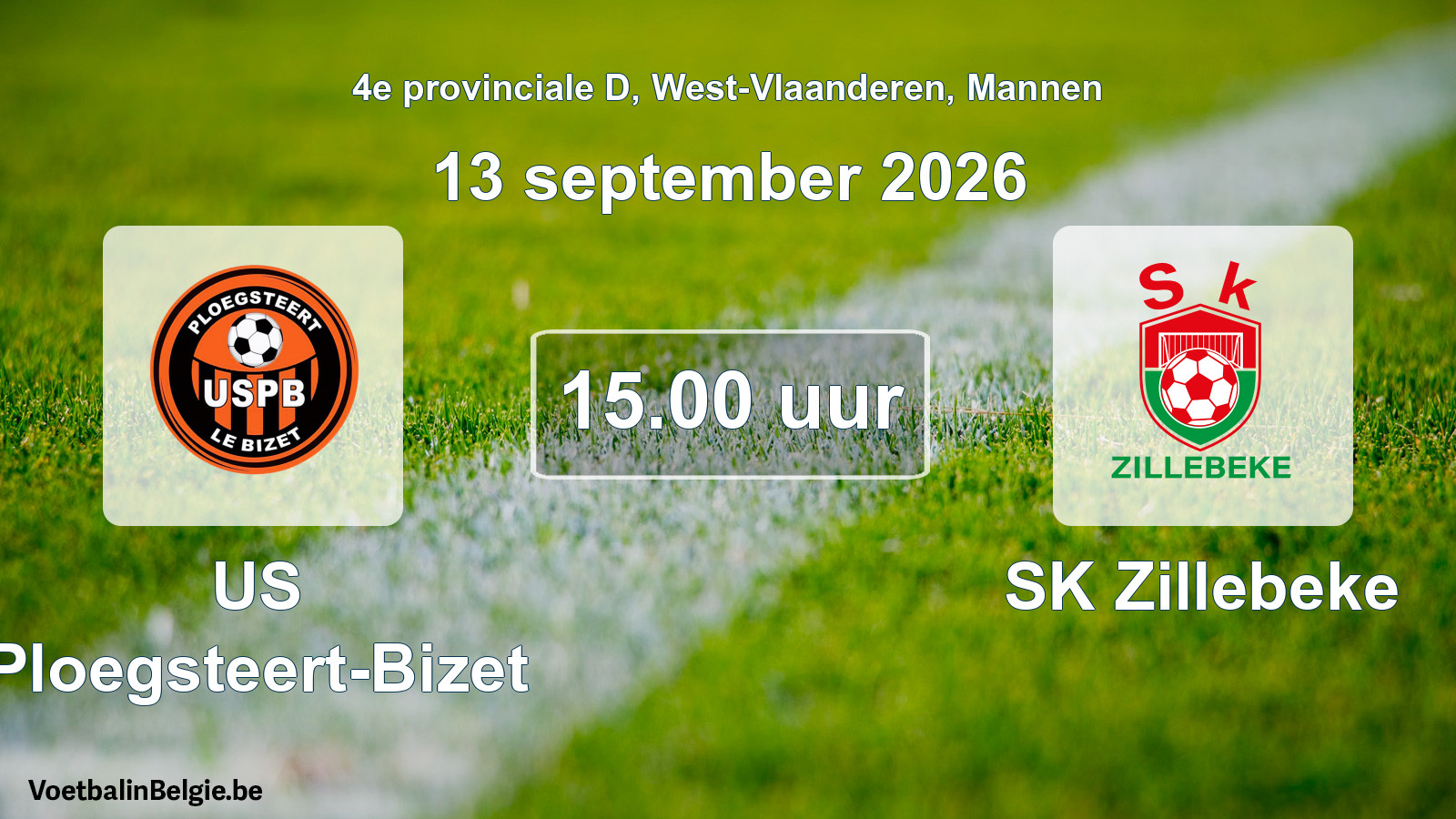 Geplande wedstrijd mannenvoetbal: US Ploegsteert-Bizet - SK Zillebeke (13 september 2026)