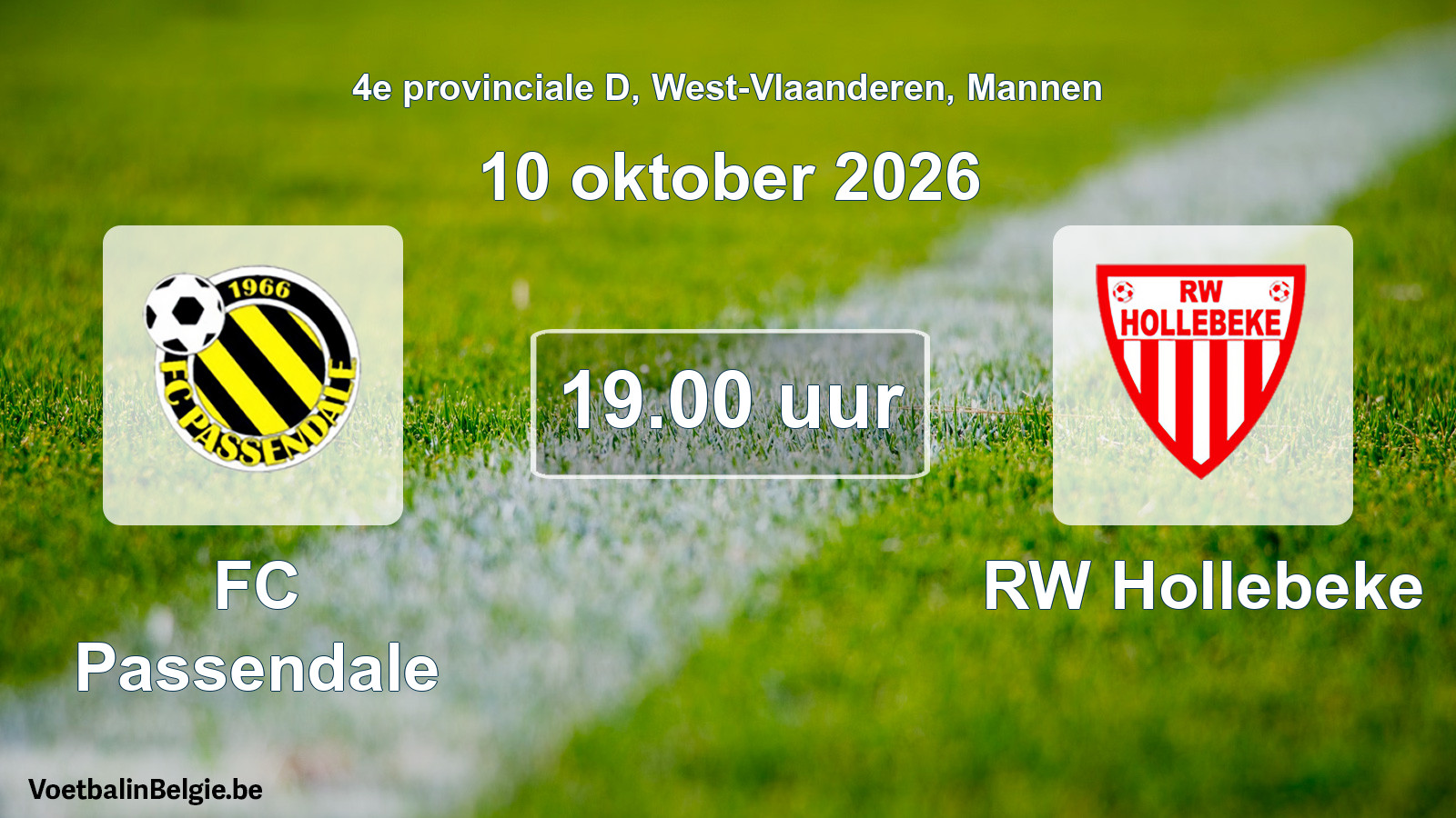 Geplande wedstrijd mannenvoetbal: FC Passendale - RW Hollebeke (10 oktober 2026)