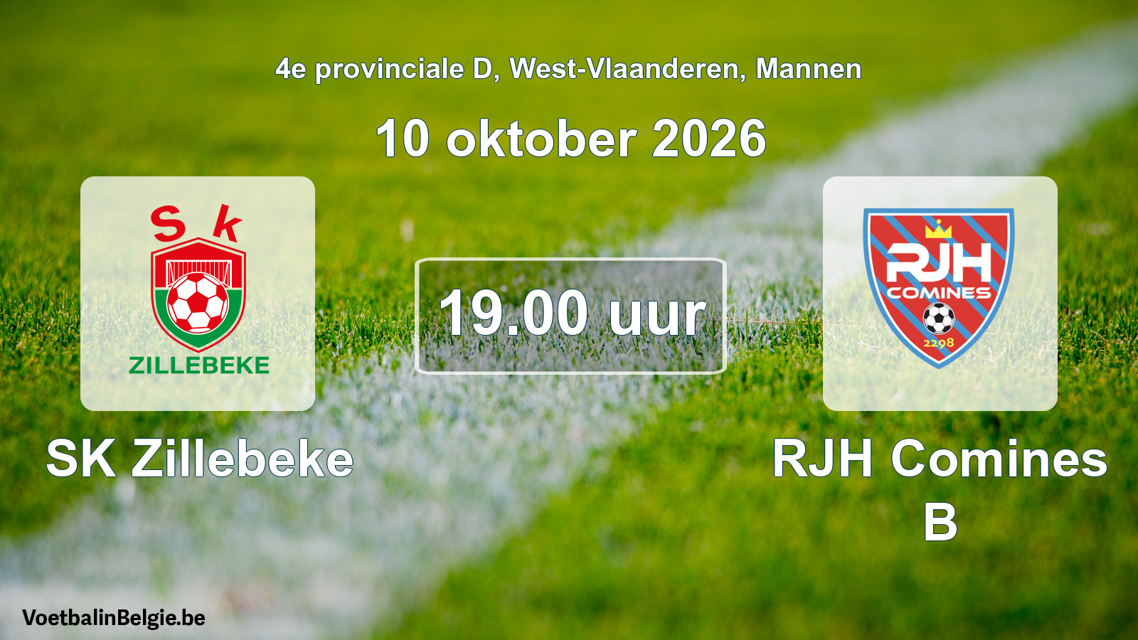 Match prévu football hommes: SK Zillebeke - RJH Comines B (10 octobre 2026)