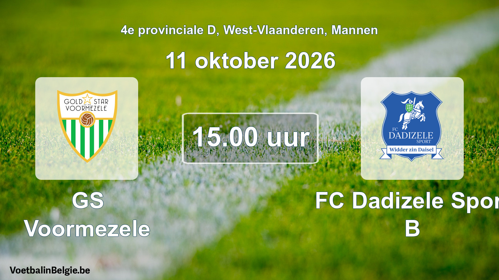 Geplande wedstrijd mannenvoetbal: GS Voormezele - FC Dadizele Sport B (11 oktober 2026)