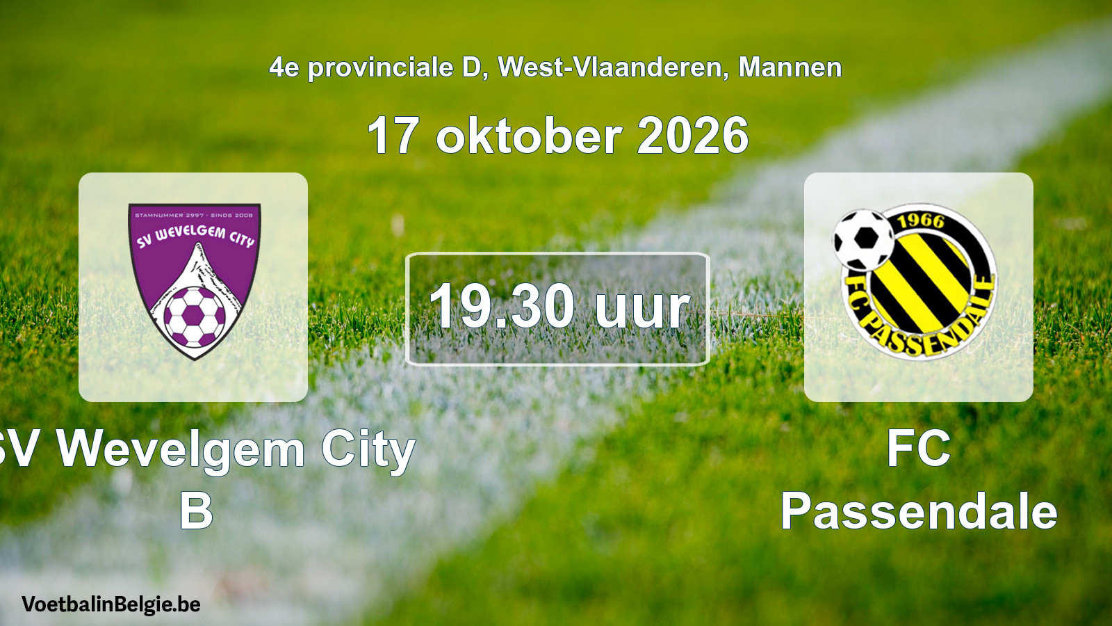Geplande wedstrijd mannenvoetbal: SV Wevelgem City B - FC Passendale (17 oktober 2026)