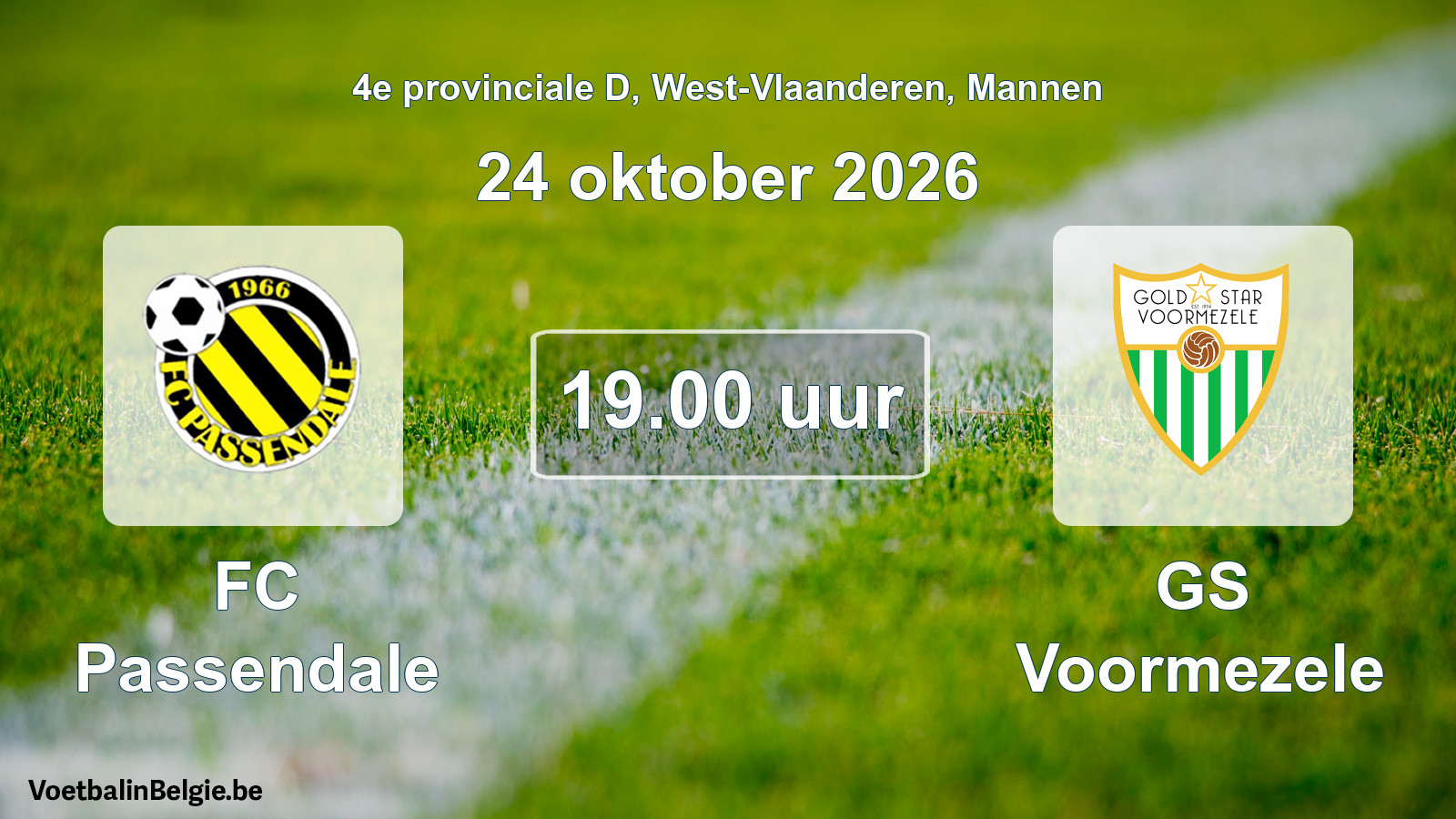 Geplande wedstrijd mannenvoetbal: FC Passendale - GS Voormezele (24 oktober 2026)
