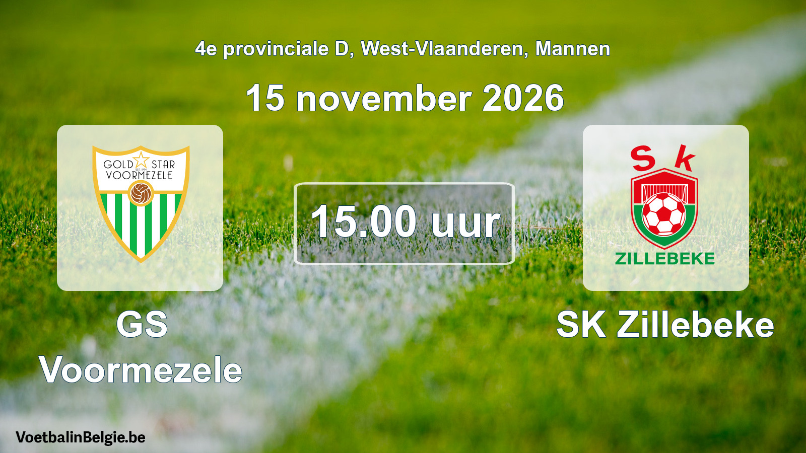 Geplande wedstrijd mannenvoetbal: GS Voormezele - SK Zillebeke (15 november 2026)