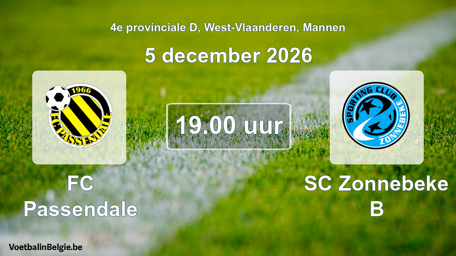Match prévu football hommes: FC Passendale - SC Zonnebeke B (5 décembre 2026)