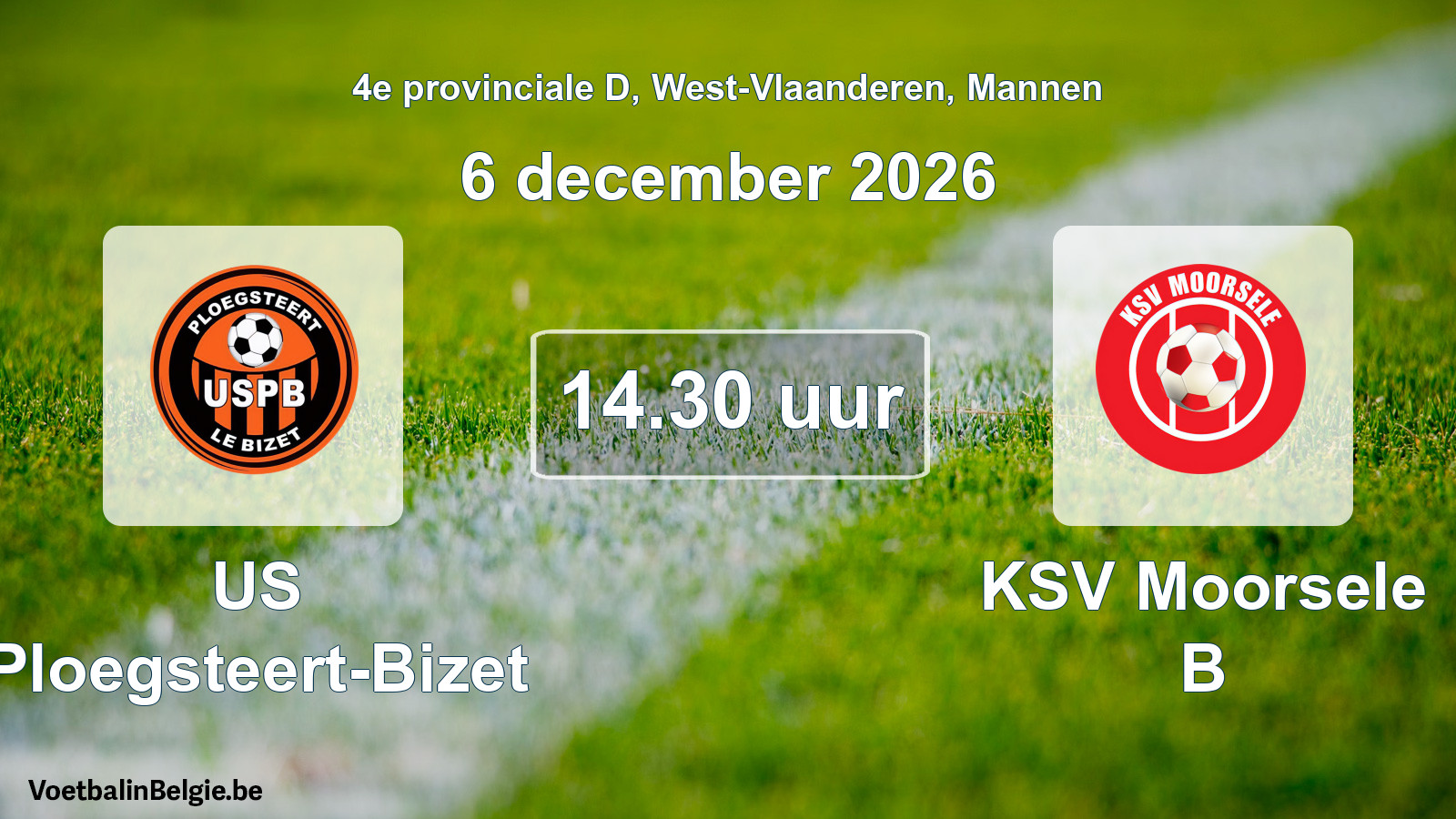Geplande wedstrijd mannenvoetbal: US Ploegsteert-Bizet - KSV Moorsele B (6 december 2026)