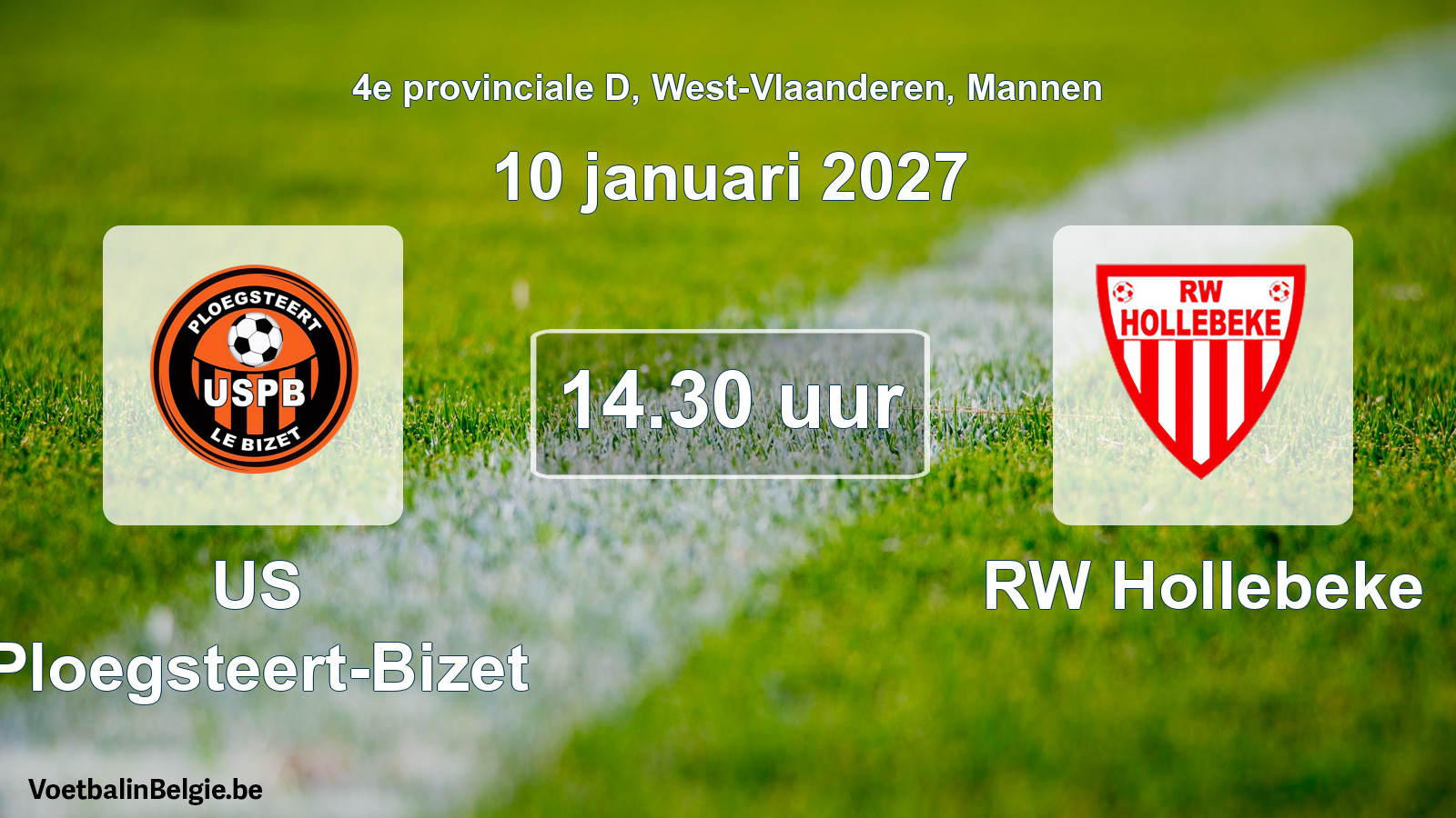 Geplande wedstrijd mannenvoetbal: US Ploegsteert-Bizet - RW Hollebeke (10 januari 2027)
