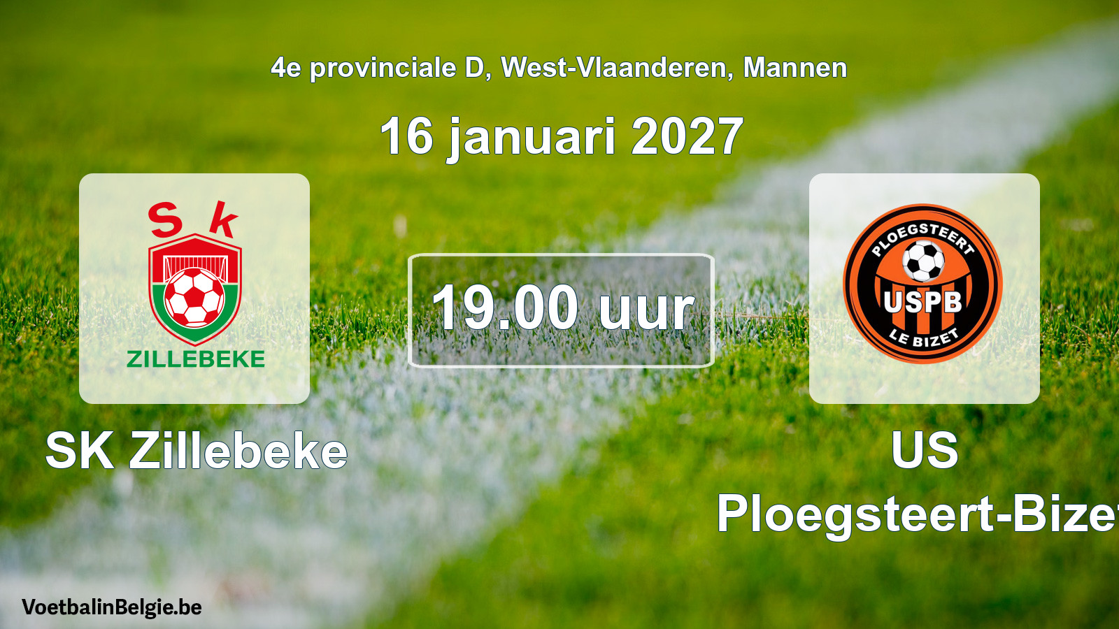 Geplande wedstrijd mannenvoetbal: SK Zillebeke - US Ploegsteert-Bizet (16 januari 2027)