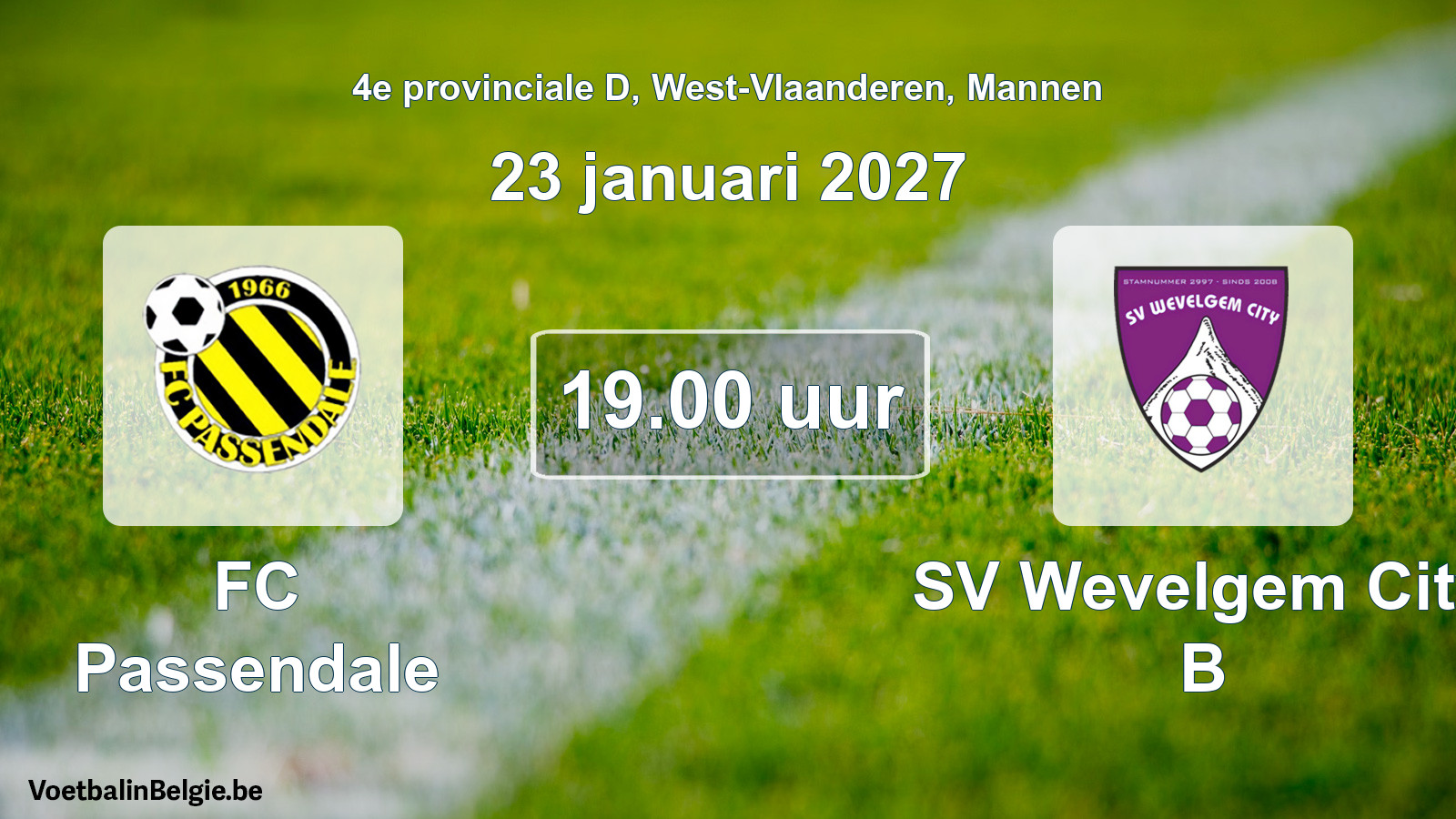 Geplande wedstrijd mannenvoetbal: FC Passendale - SV Wevelgem City B (23 januari 2027)