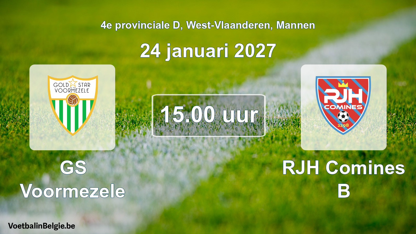 Geplande wedstrijd mannenvoetbal: GS Voormezele - RJH Comines B (24 januari 2027)