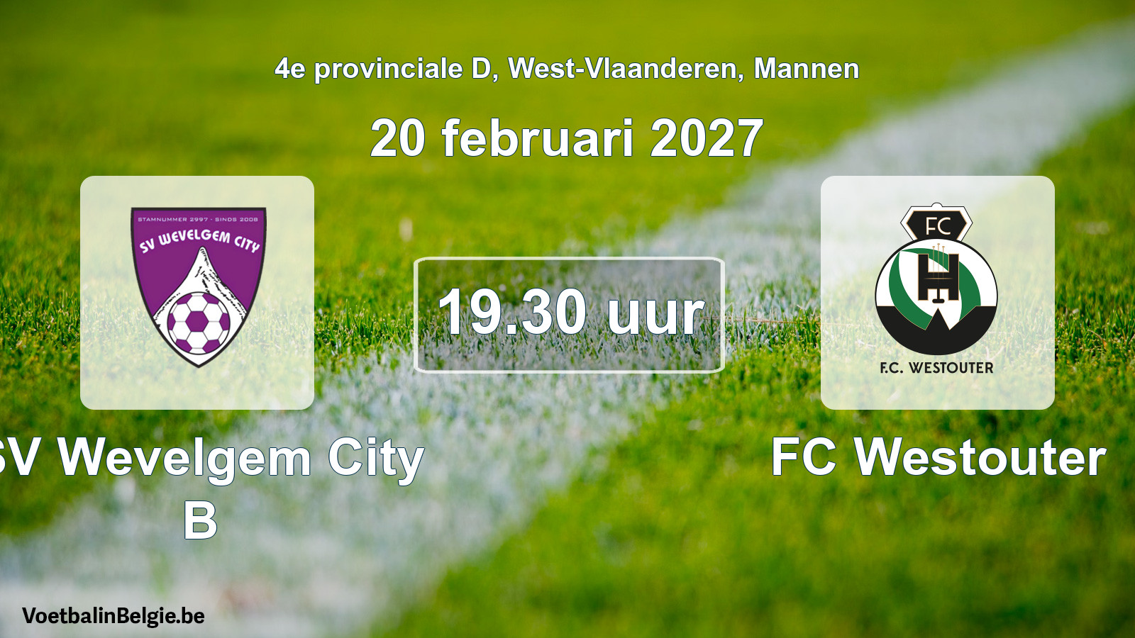 Geplande wedstrijd mannenvoetbal: SV Wevelgem City B - FC Westouter (20 februari 2027)