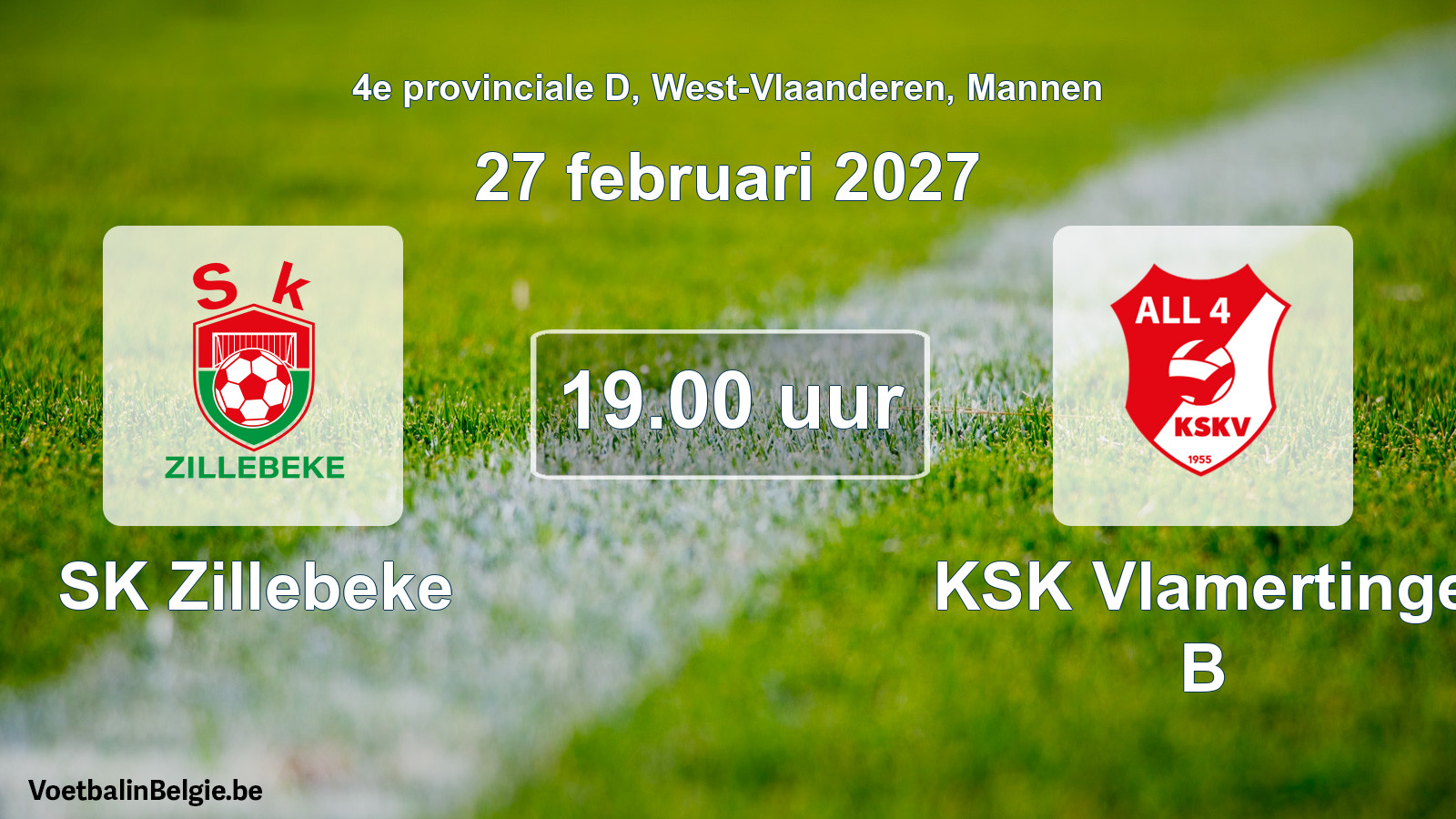 Geplande wedstrijd mannenvoetbal: SK Zillebeke - KSK Vlamertinge B (27 februari 2027)