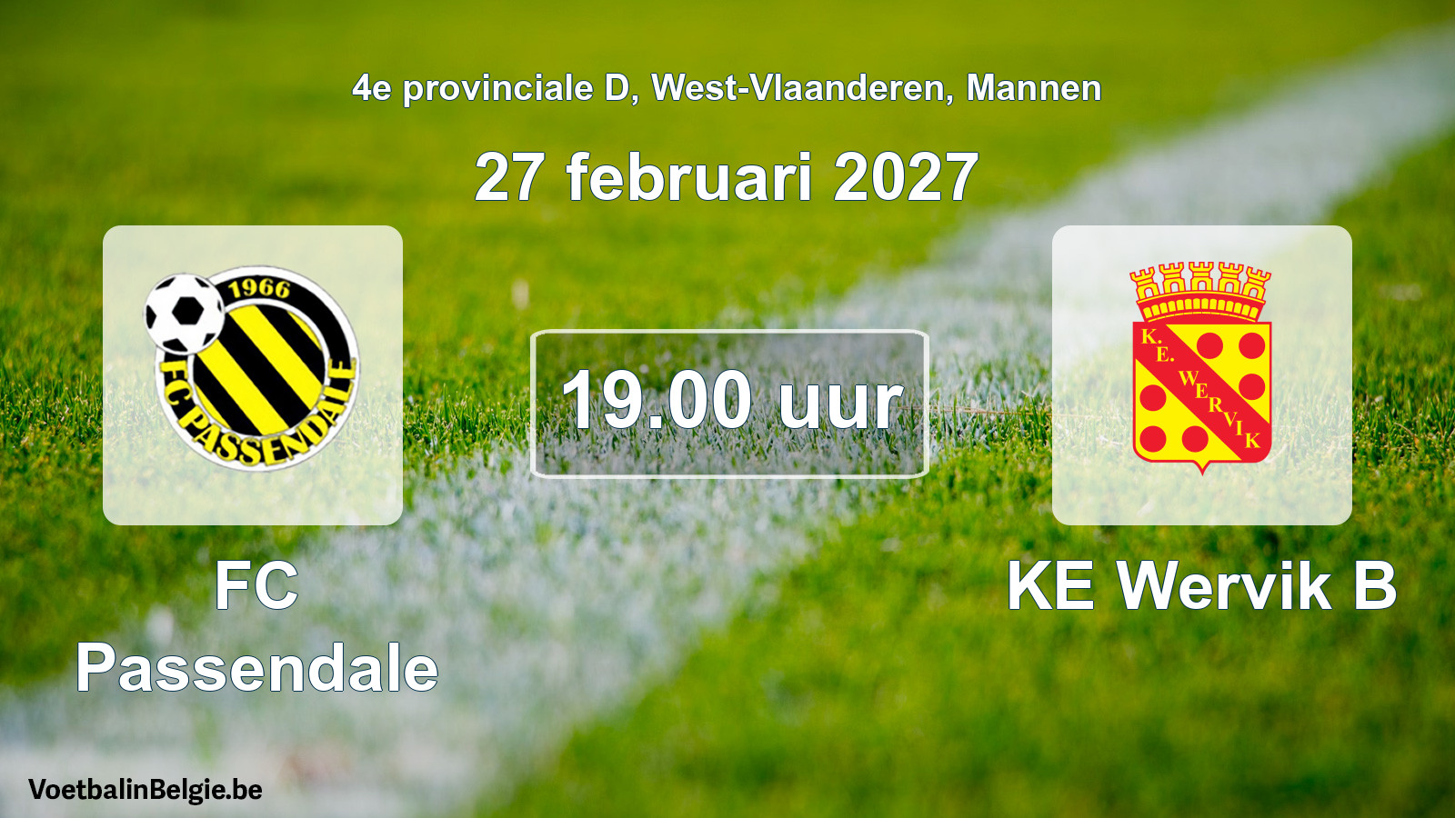 Geplande wedstrijd mannenvoetbal: FC Passendale - KE Wervik B (27 februari 2027)
