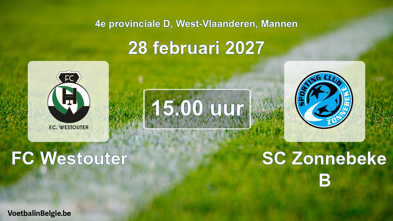 Geplande wedstrijd mannenvoetbal: FC Westouter - SC Zonnebeke B (28 februari 2027)