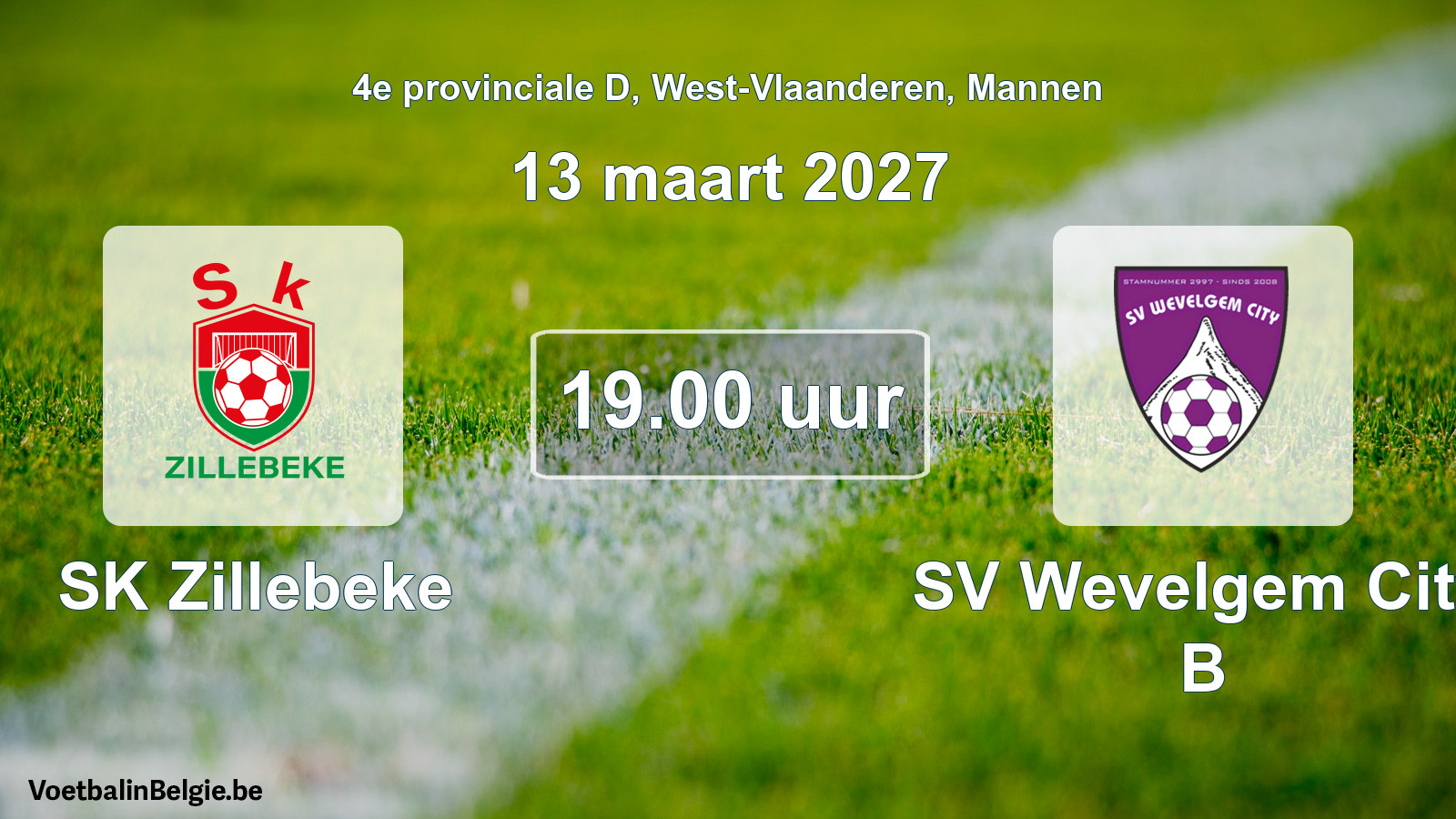 Geplande wedstrijd mannenvoetbal: SK Zillebeke - SV Wevelgem City B (13 maart 2027)