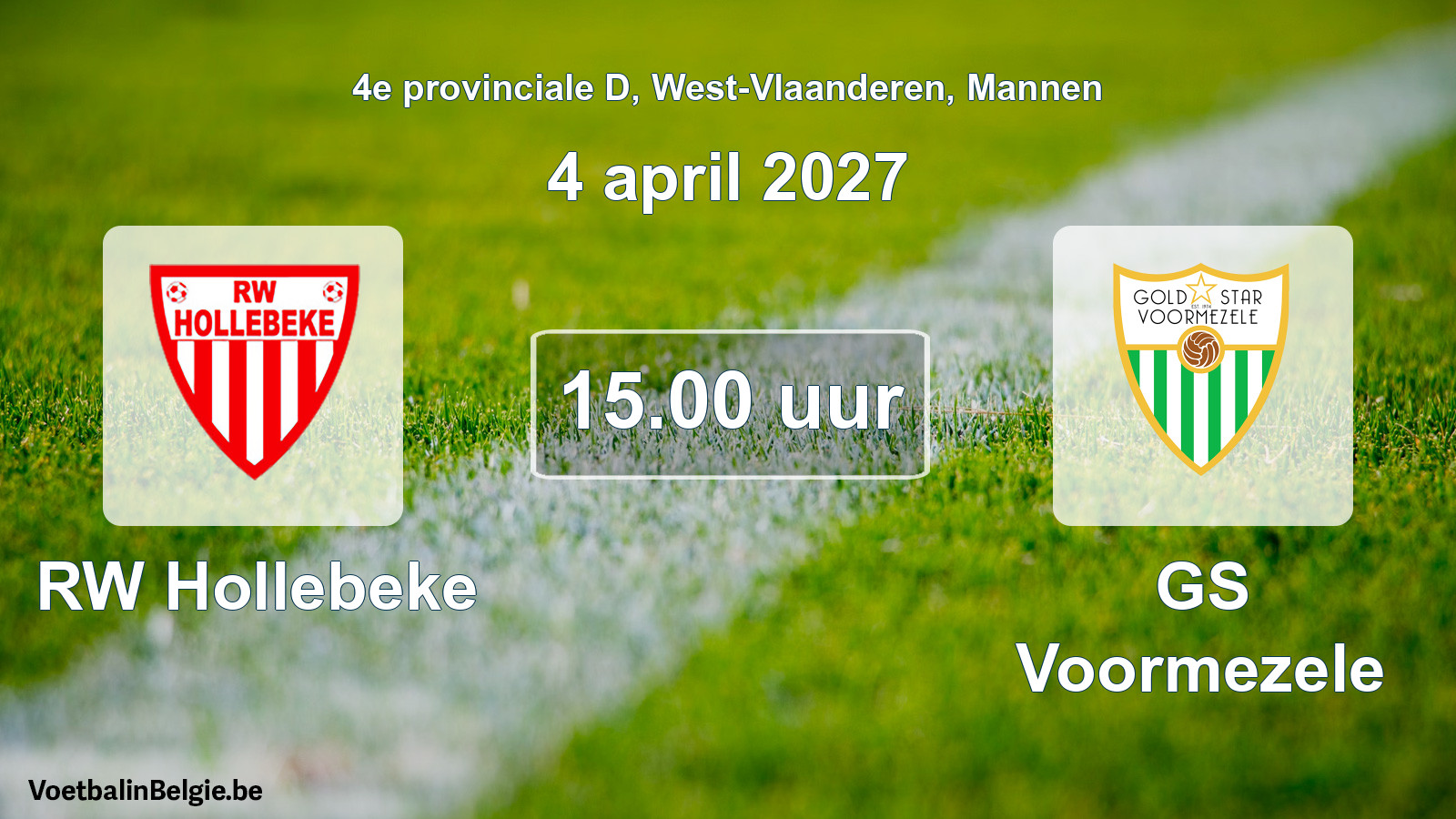 Geplande wedstrijd mannenvoetbal: RW Hollebeke - GS Voormezele (4 april 2027)