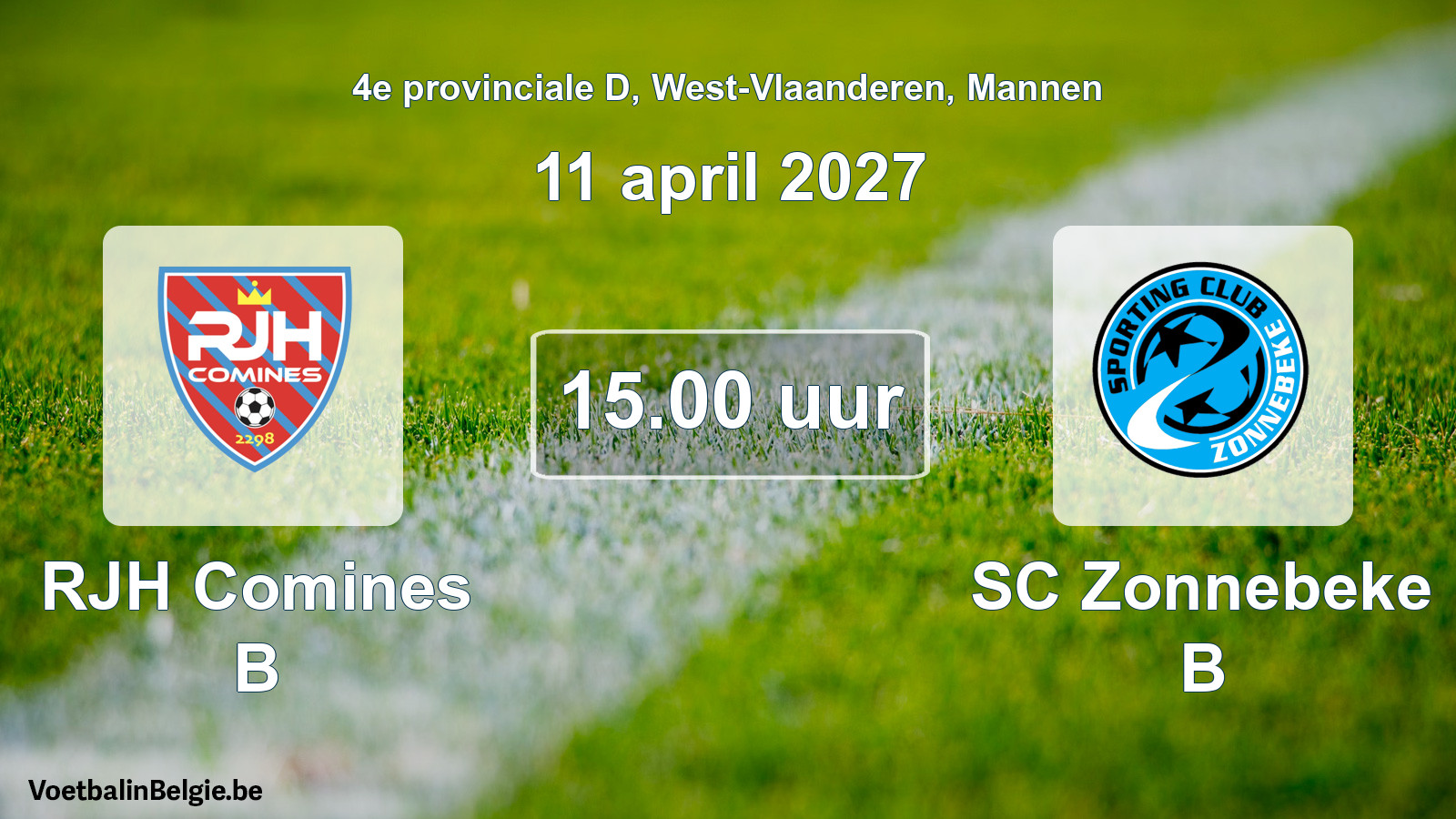 Geplande wedstrijd mannenvoetbal: RJH Comines B - SC Zonnebeke B (11 april 2027)