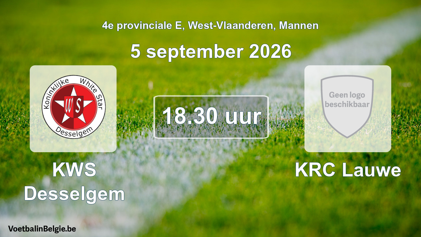 Geplantes Spiel männer-Fußball: KWS Desselgem - KRC Lauwe (5 September 2026)