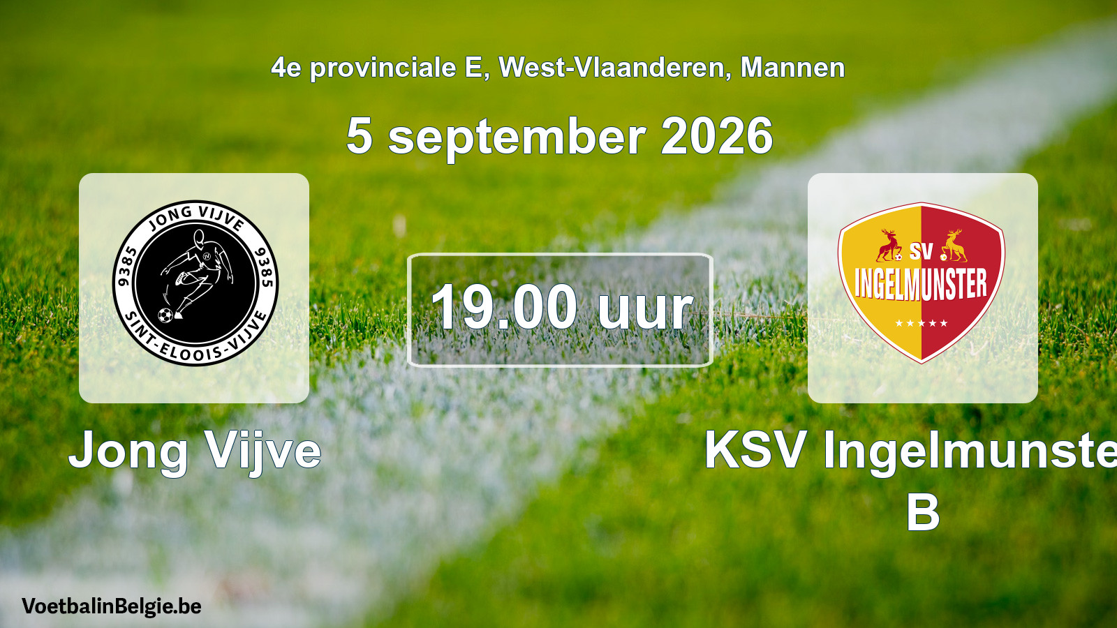 Geplande wedstrijd mannenvoetbal: Jong Vijve - KSV Ingelmunster B (5 september 2026)
