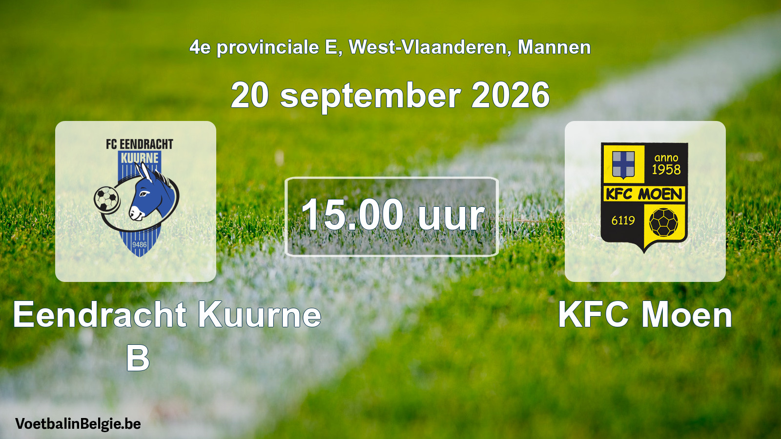 Geplande wedstrijd mannenvoetbal: FC Eendracht Kuurne B - KFC Moen (20 september 2026)