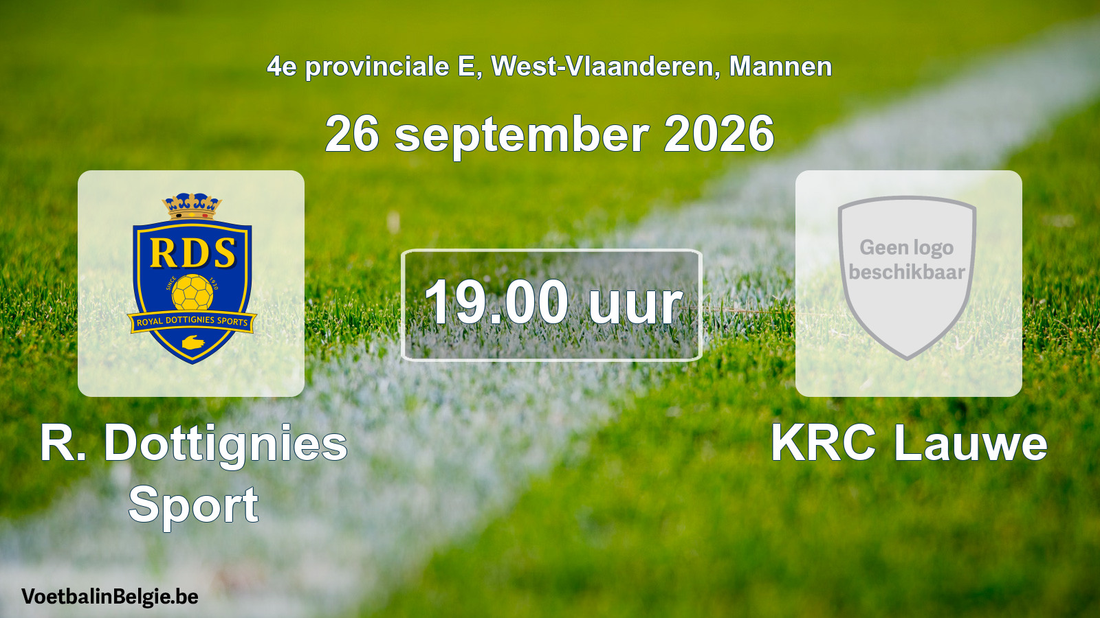 Geplande wedstrijd mannenvoetbal: R. Dottignies Sport - KRC Lauwe (26 september 2026)