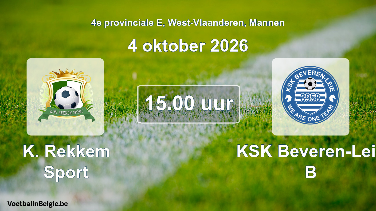 Geplande wedstrijd mannenvoetbal: K. Rekkem Sport - KSK Beveren-Leie B (4 oktober 2026)