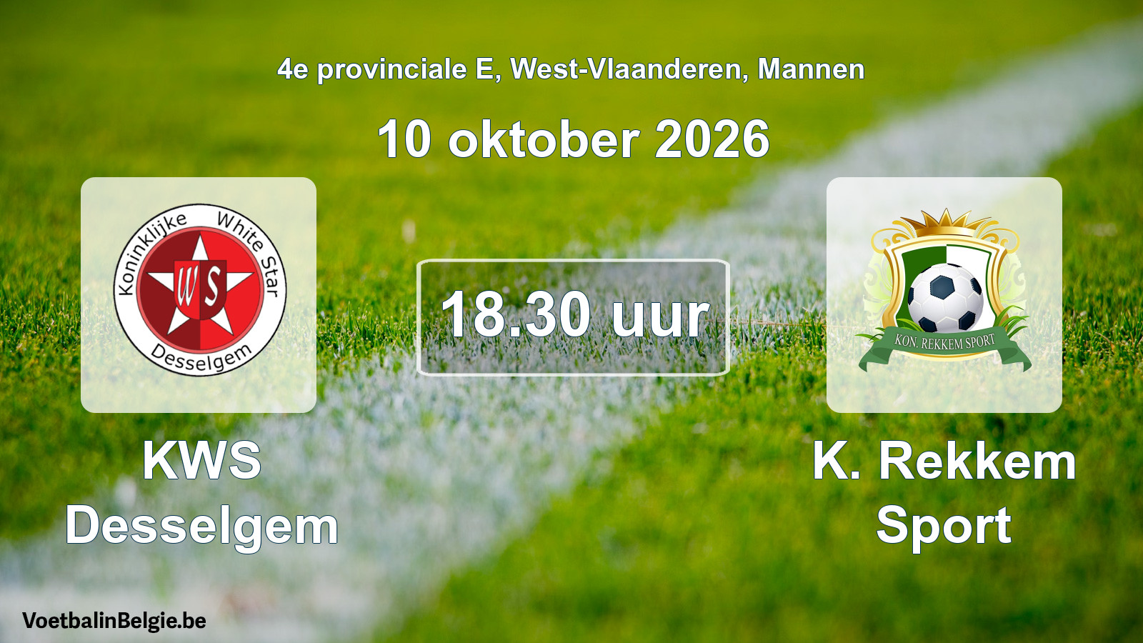 Geplande wedstrijd mannenvoetbal: KWS Desselgem - K. Rekkem Sport (10 oktober 2026)