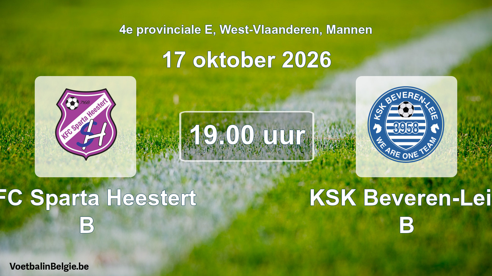 Geplande wedstrijd mannenvoetbal: KFC Sparta Heestert B - KSK Beveren-Leie B (17 oktober 2026)