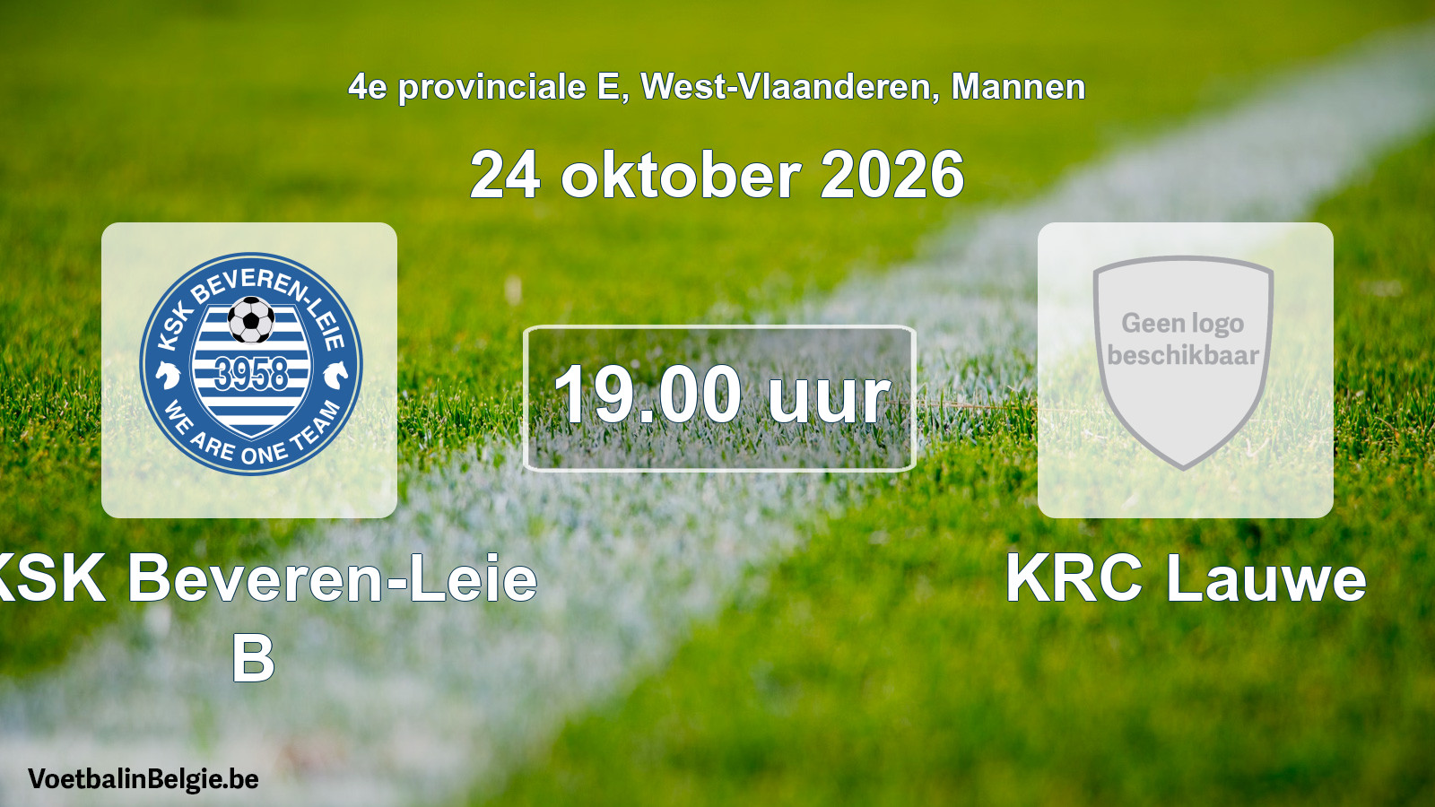 Geplande wedstrijd mannenvoetbal: KSK Beveren-Leie B - KRC Lauwe (24 oktober 2026)