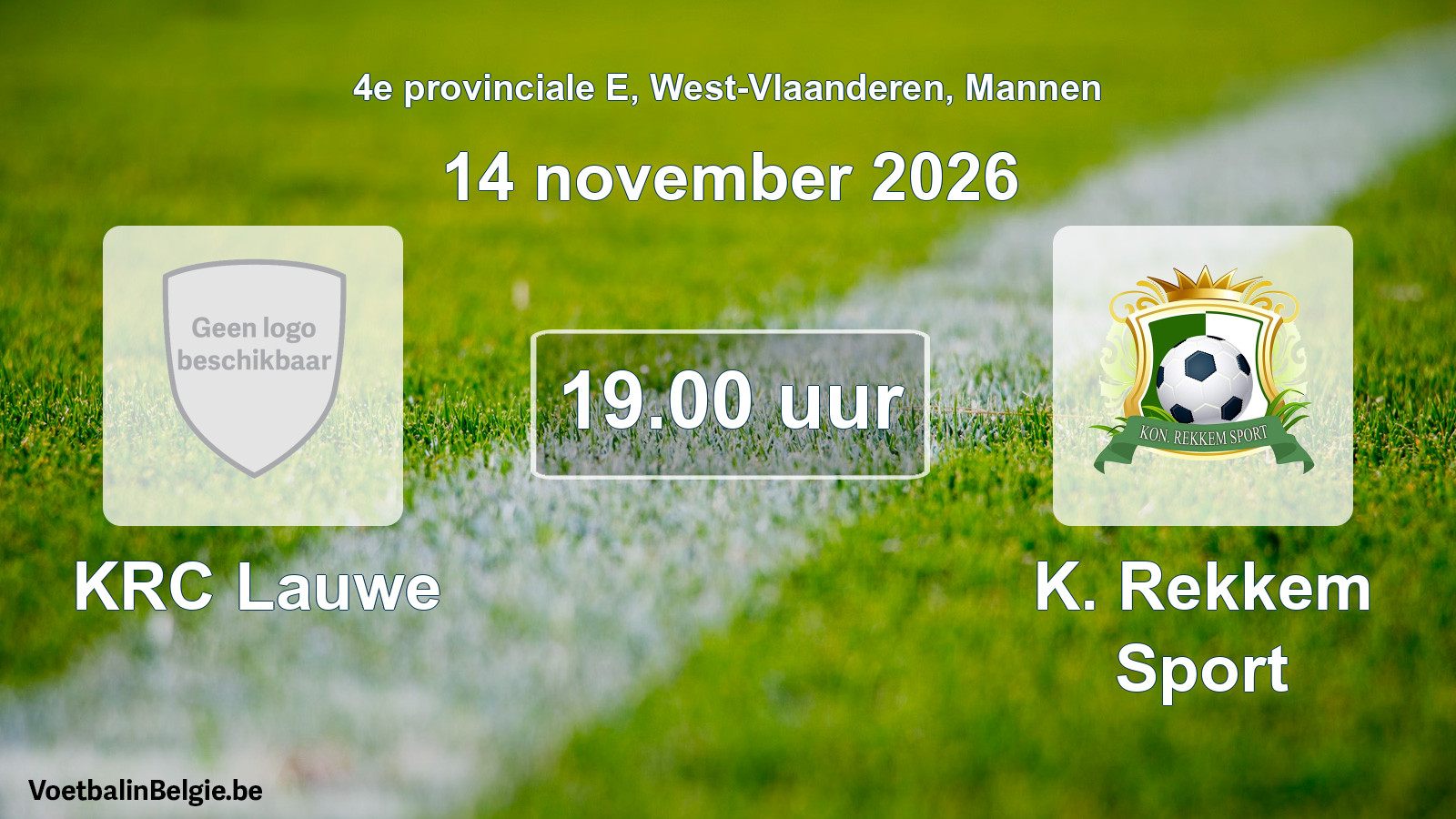 Geplantes Spiel männer-Fußball: KRC Lauwe - K. Rekkem Sport (14 November 2026)