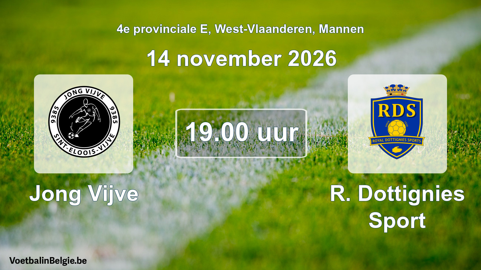 Geplande wedstrijd mannenvoetbal: Jong Vijve - R. Dottignies Sport (14 november 2026)