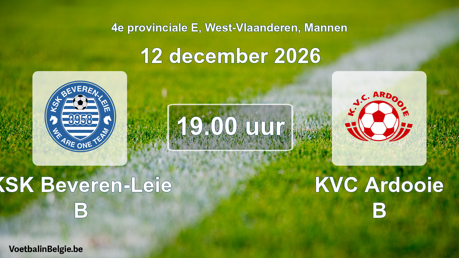 Geplande wedstrijd mannenvoetbal: KSK Beveren-Leie B - KVC Ardooie B (12 december 2026)