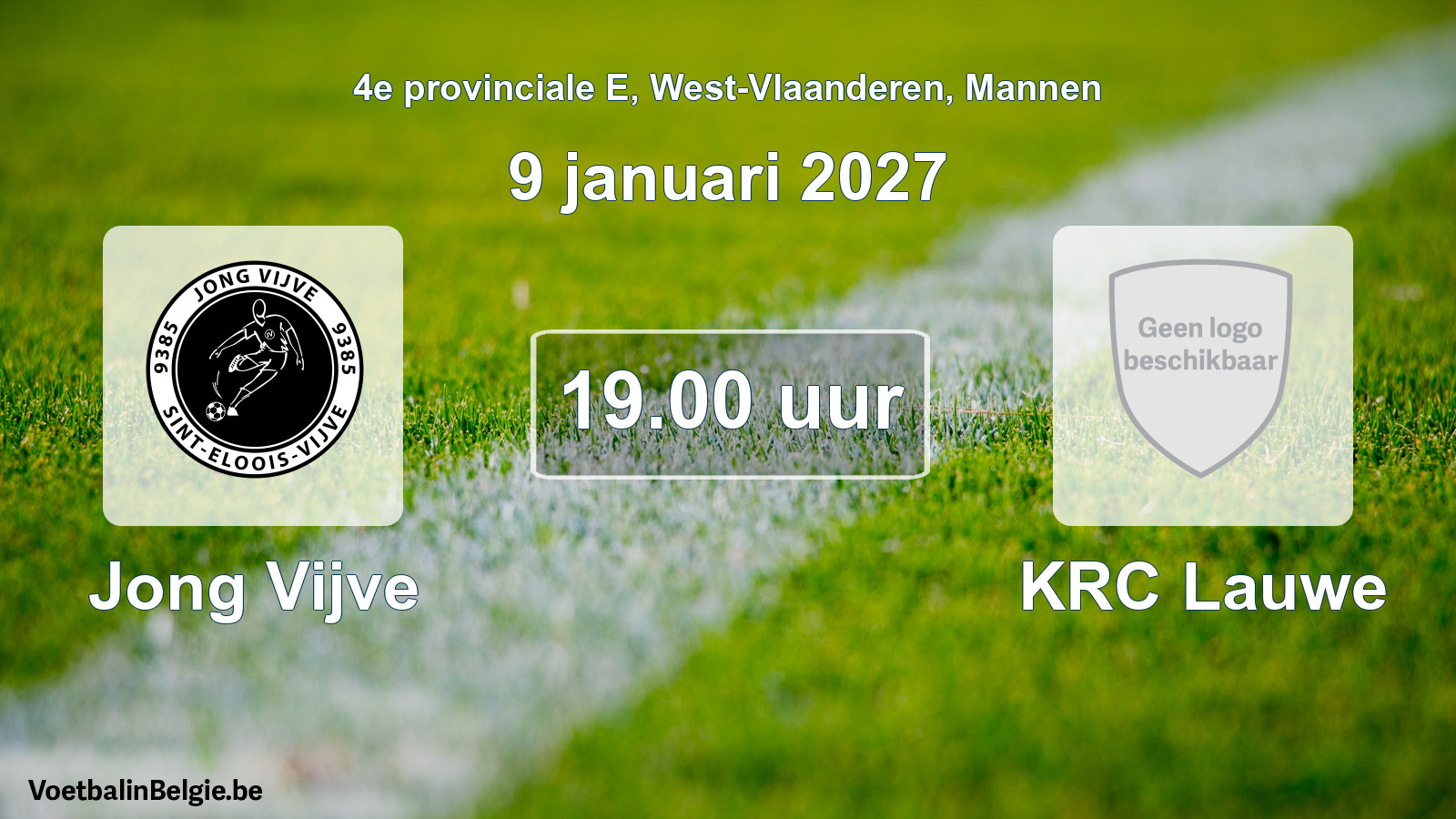 Geplantes Spiel männer-Fußball: Jong Vijve - KRC Lauwe (9 Januar 2027)