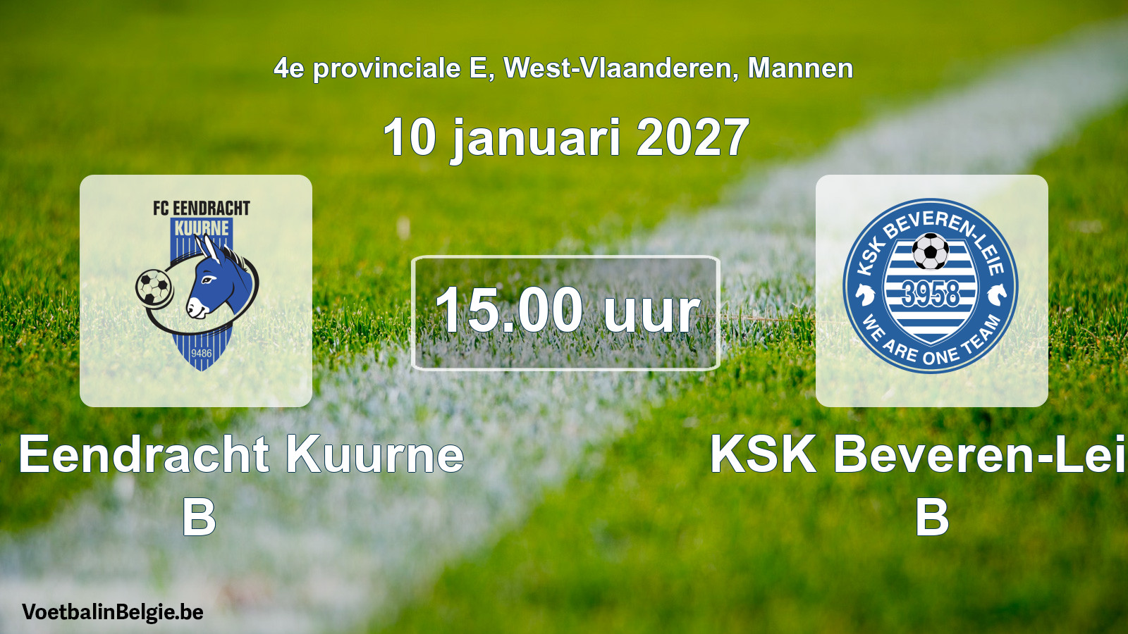 Geplande wedstrijd mannenvoetbal: FC Eendracht Kuurne B - KSK Beveren-Leie B (10 januari 2027)