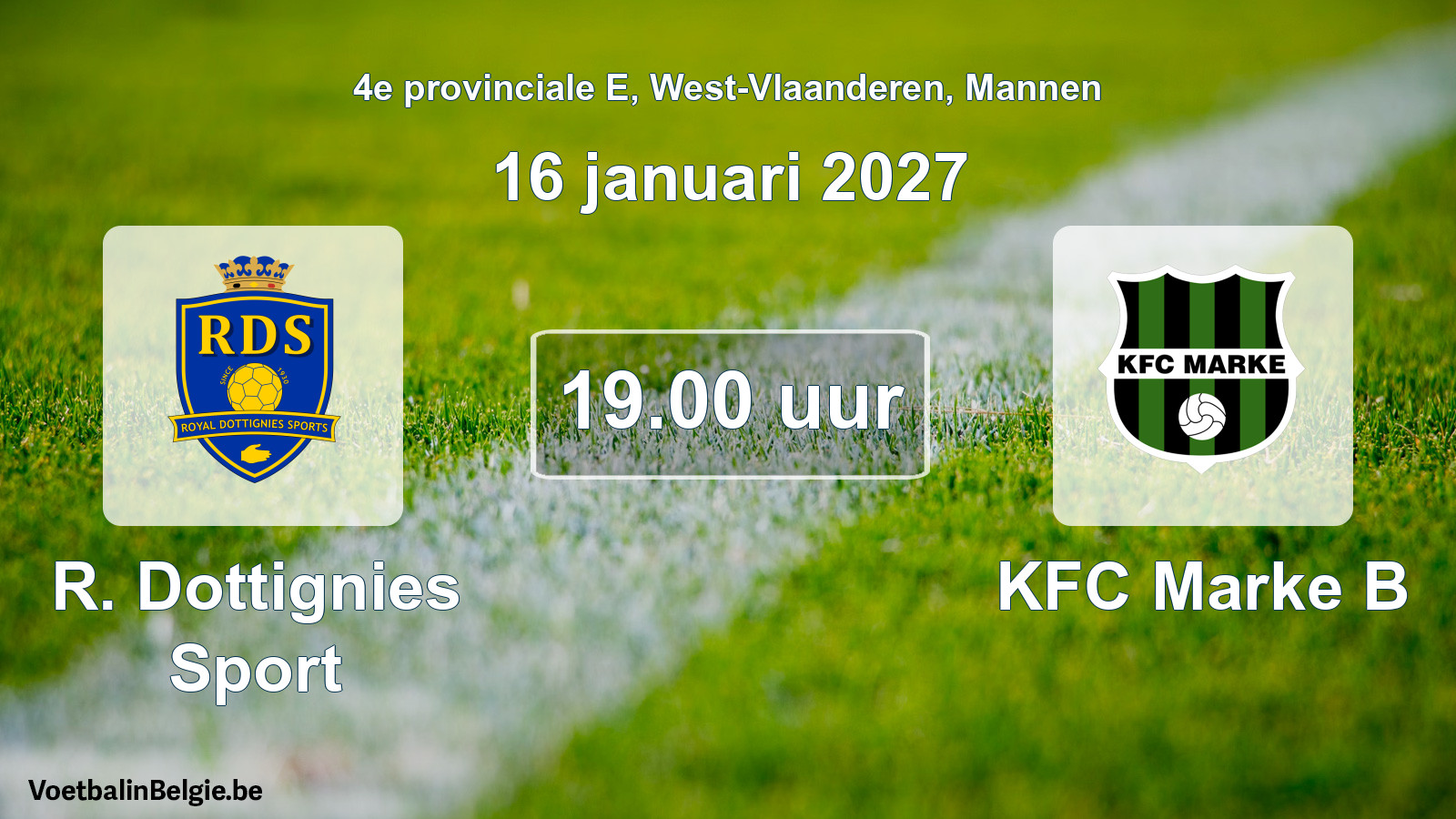 Geplande wedstrijd mannenvoetbal: R. Dottignies Sport - KFC Marke B (16 januari 2027)