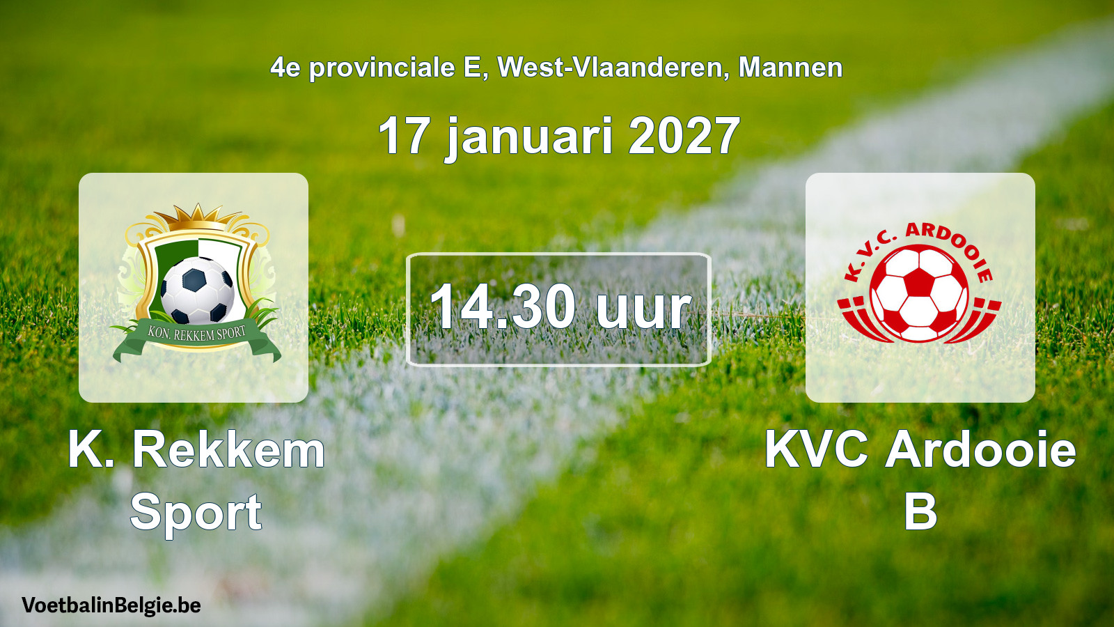 Geplande wedstrijd mannenvoetbal: K. Rekkem Sport - KVC Ardooie B (17 januari 2027)