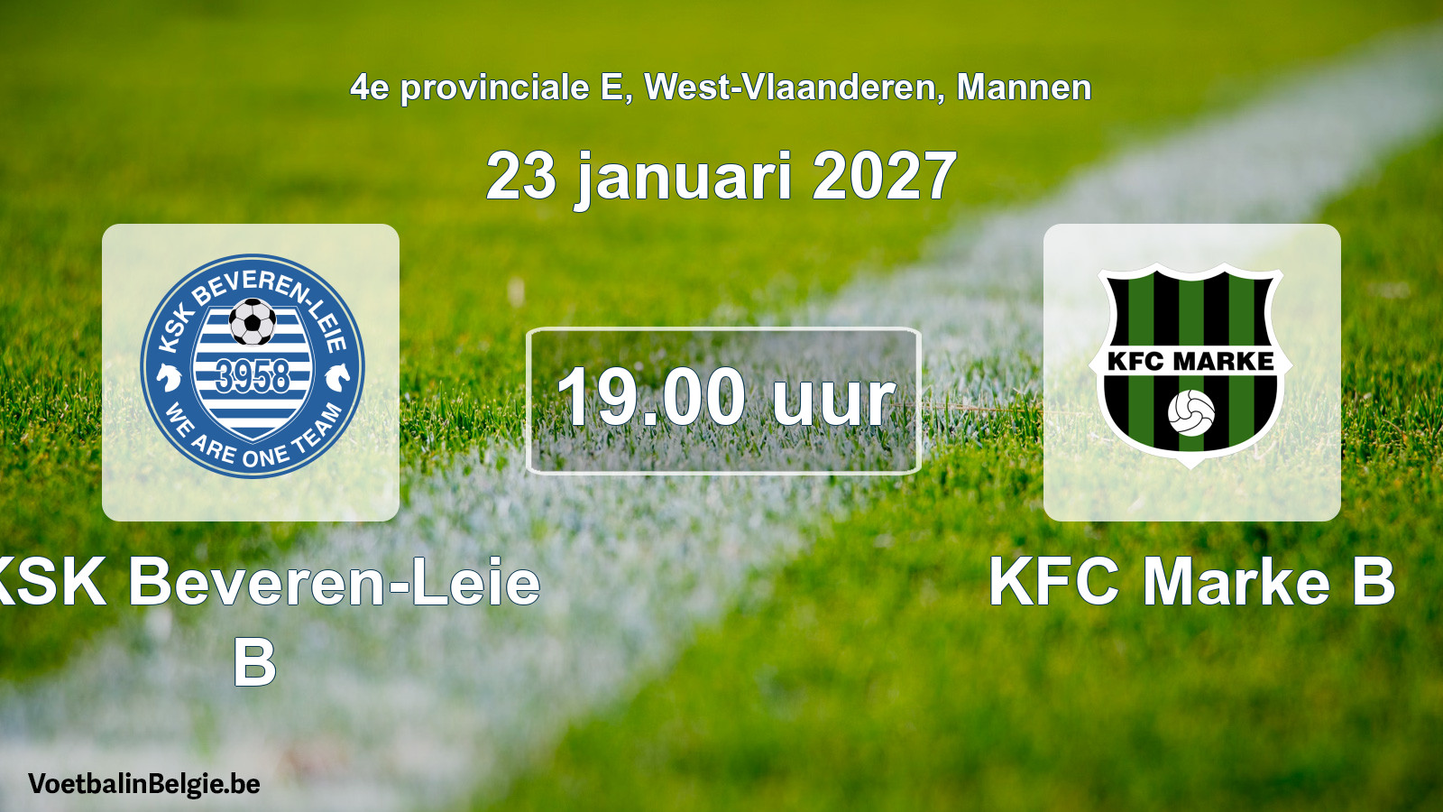 Geplande wedstrijd mannenvoetbal: KSK Beveren-Leie B - KFC Marke B (23 januari 2027)