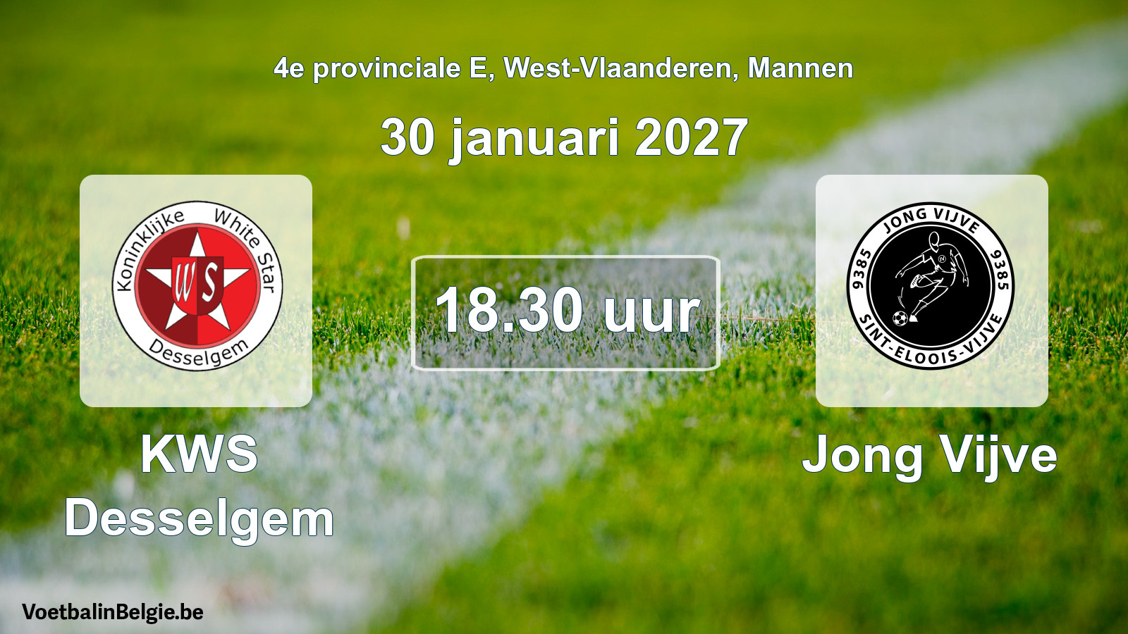 Geplande wedstrijd mannenvoetbal: KWS Desselgem - Jong Vijve (30 januari 2027)