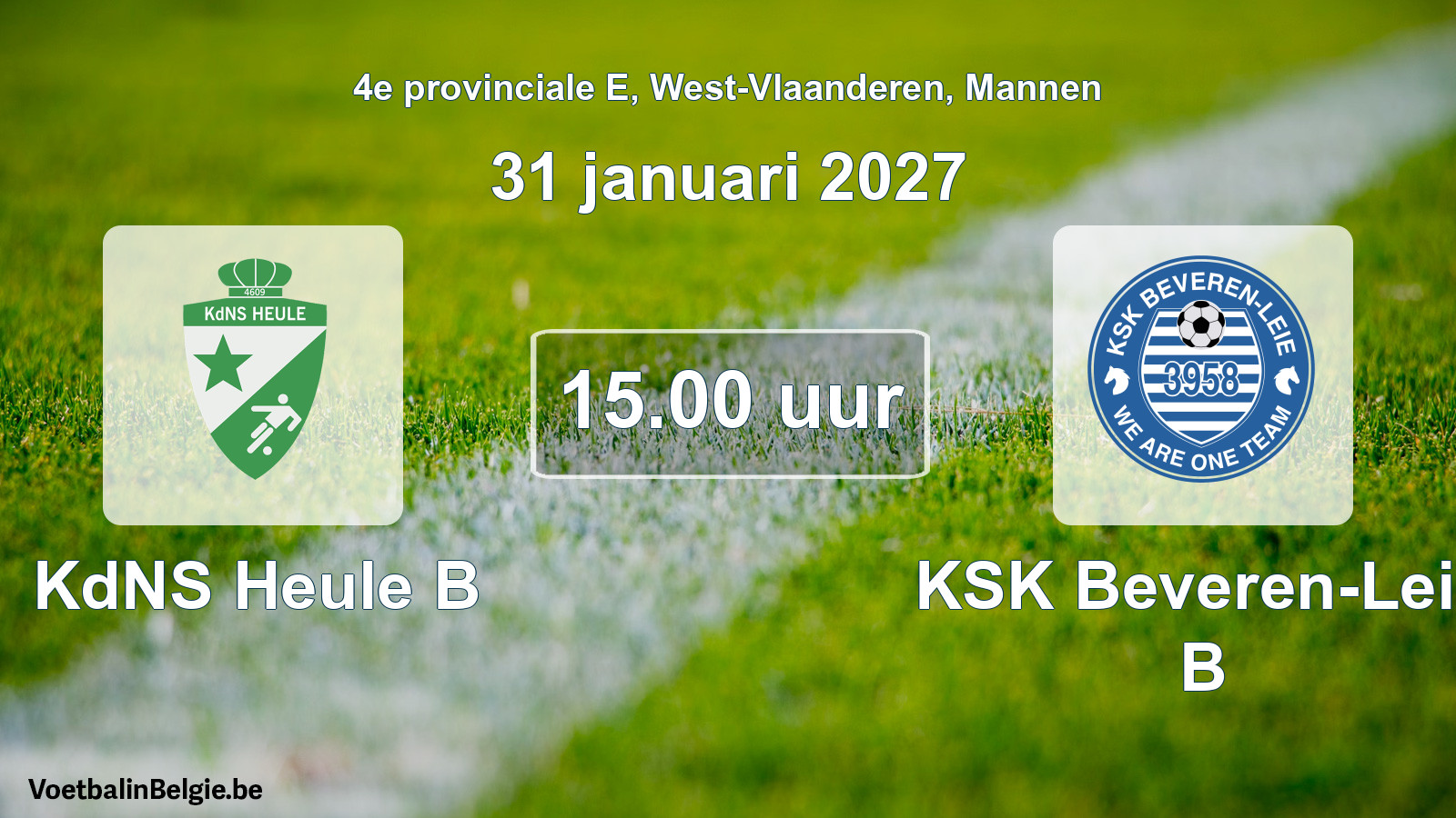 Geplande wedstrijd mannenvoetbal: KdNS Heule B - KSK Beveren-Leie B (31 januari 2027)
