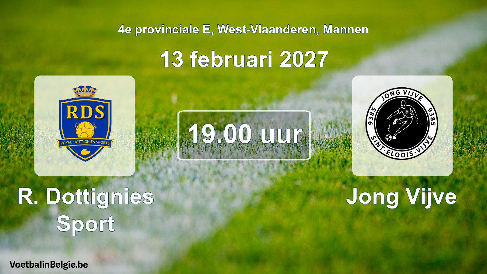 Geplande wedstrijd mannenvoetbal: R. Dottignies Sport - Jong Vijve (13 februari 2027)