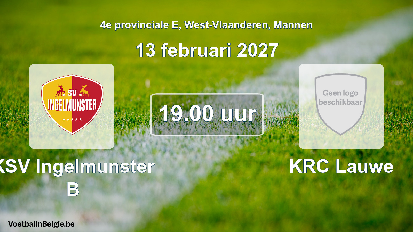 Geplande wedstrijd mannenvoetbal: KSV Ingelmunster B - KRC Lauwe (13 februari 2027)