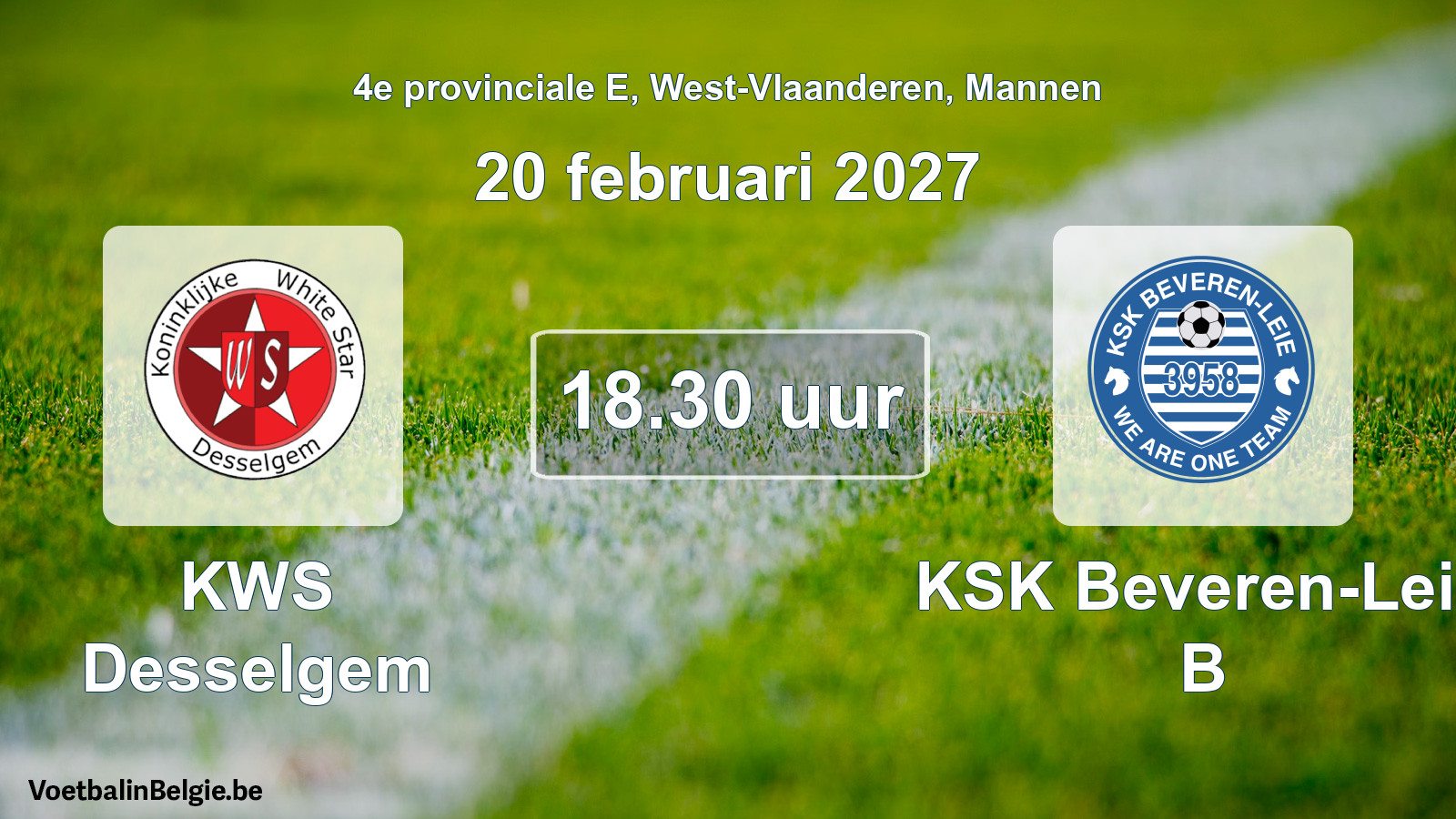 Geplande wedstrijd mannenvoetbal: KWS Desselgem - KSK Beveren-Leie B (20 februari 2027)