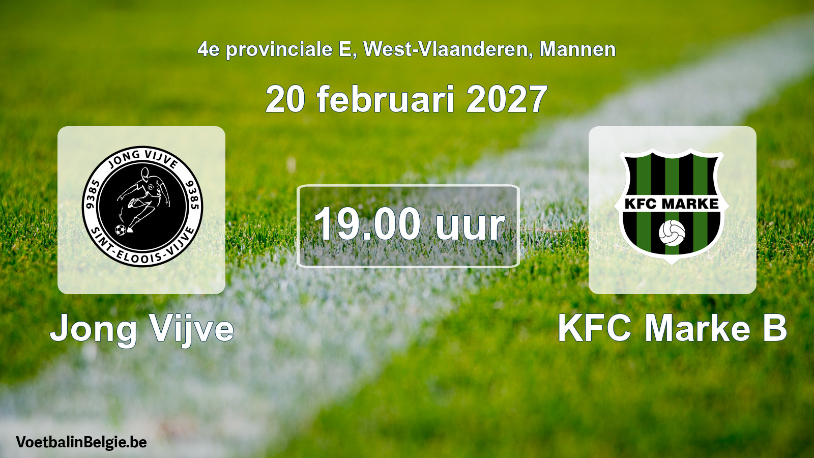 Geplande wedstrijd mannenvoetbal: Jong Vijve - KFC Marke B (20 februari 2027)