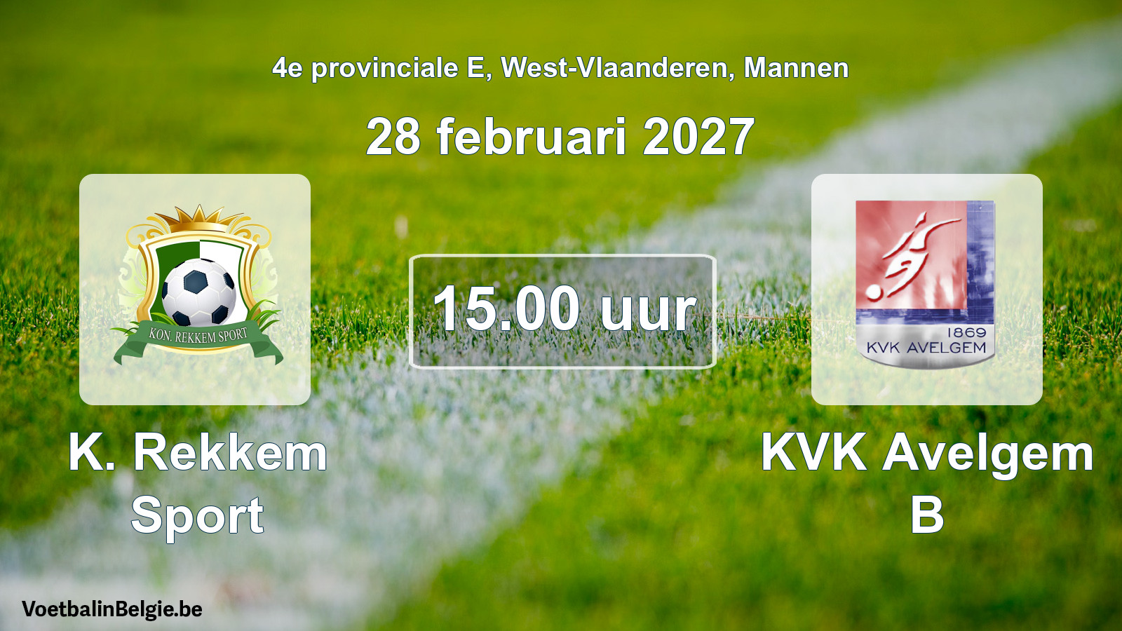 Geplande wedstrijd mannenvoetbal: K. Rekkem Sport - KVK Avelgem B (28 februari 2027)