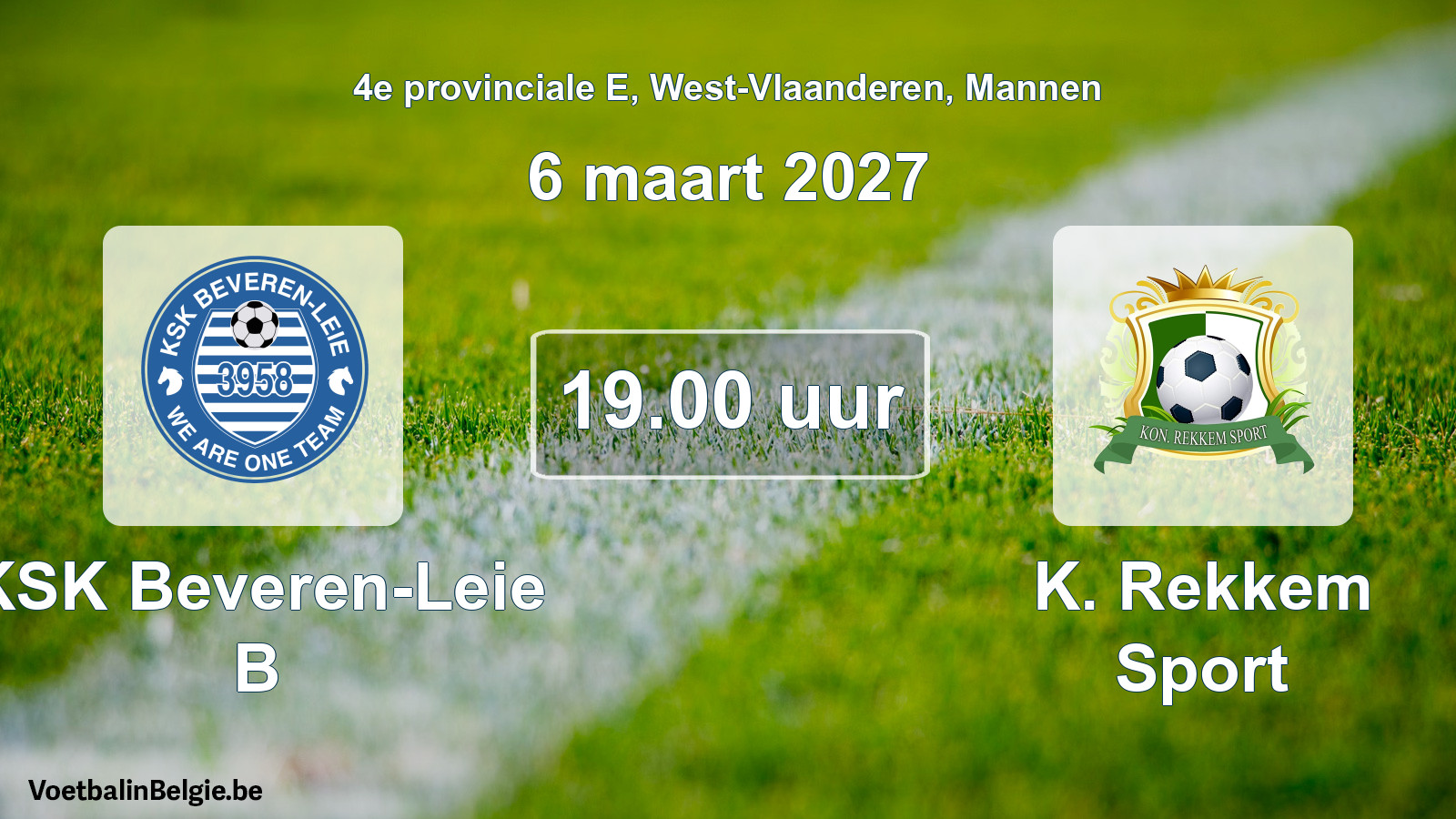 Geplande wedstrijd mannenvoetbal: KSK Beveren-Leie B - K. Rekkem Sport (6 maart 2027)