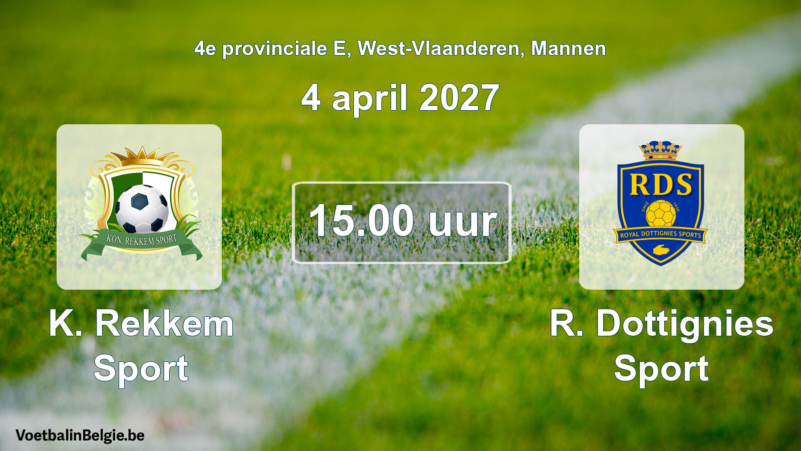 Match prévu football hommes: K. Rekkem Sport - R. Dottignies Sport (4 avril 2027)