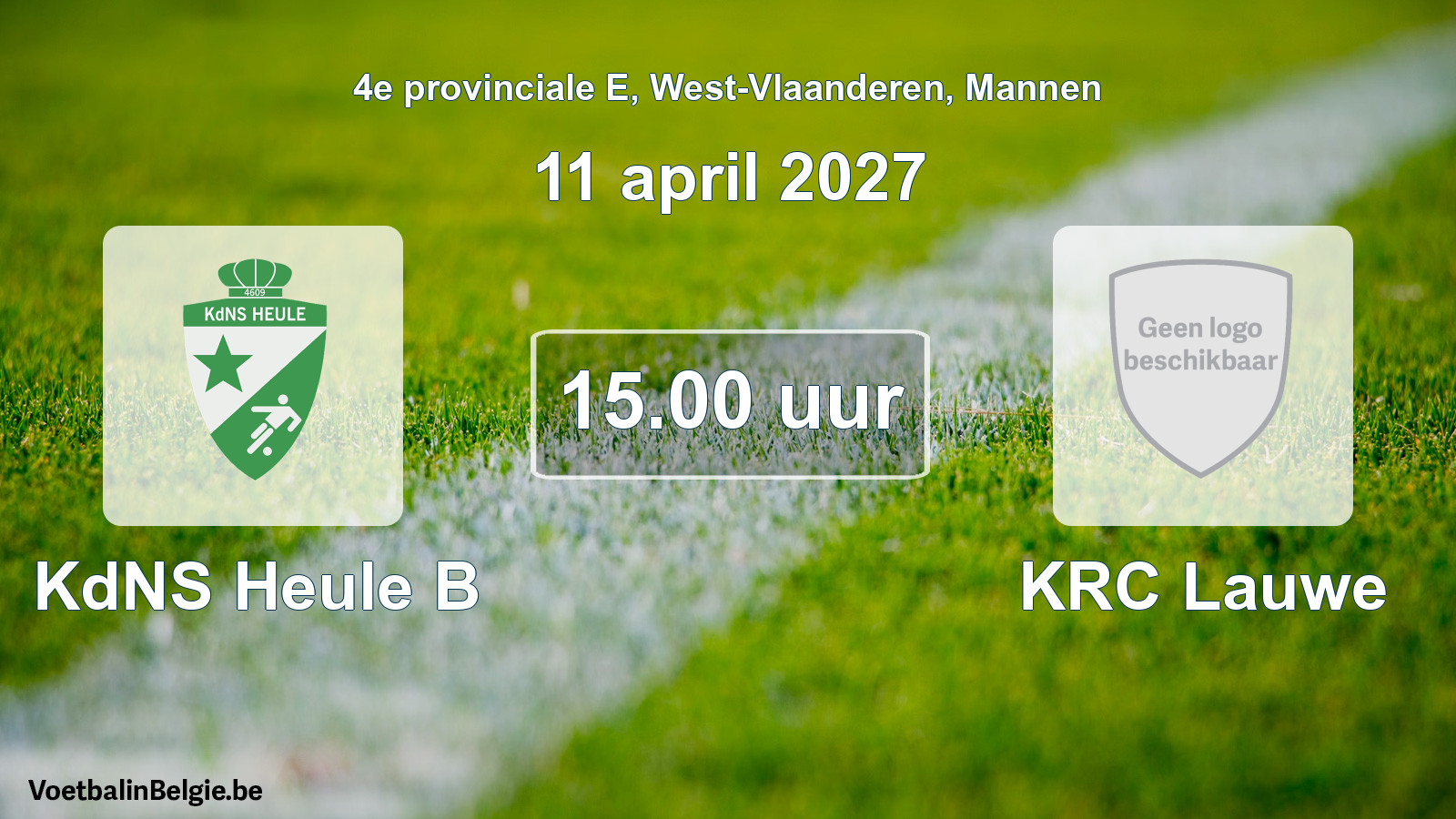 Geplande wedstrijd mannenvoetbal: KdNS Heule B - KRC Lauwe (11 april 2027)