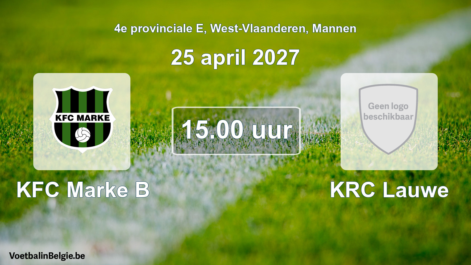 Geplande wedstrijd mannenvoetbal: KFC Marke B - KRC Lauwe (25 april 2027)